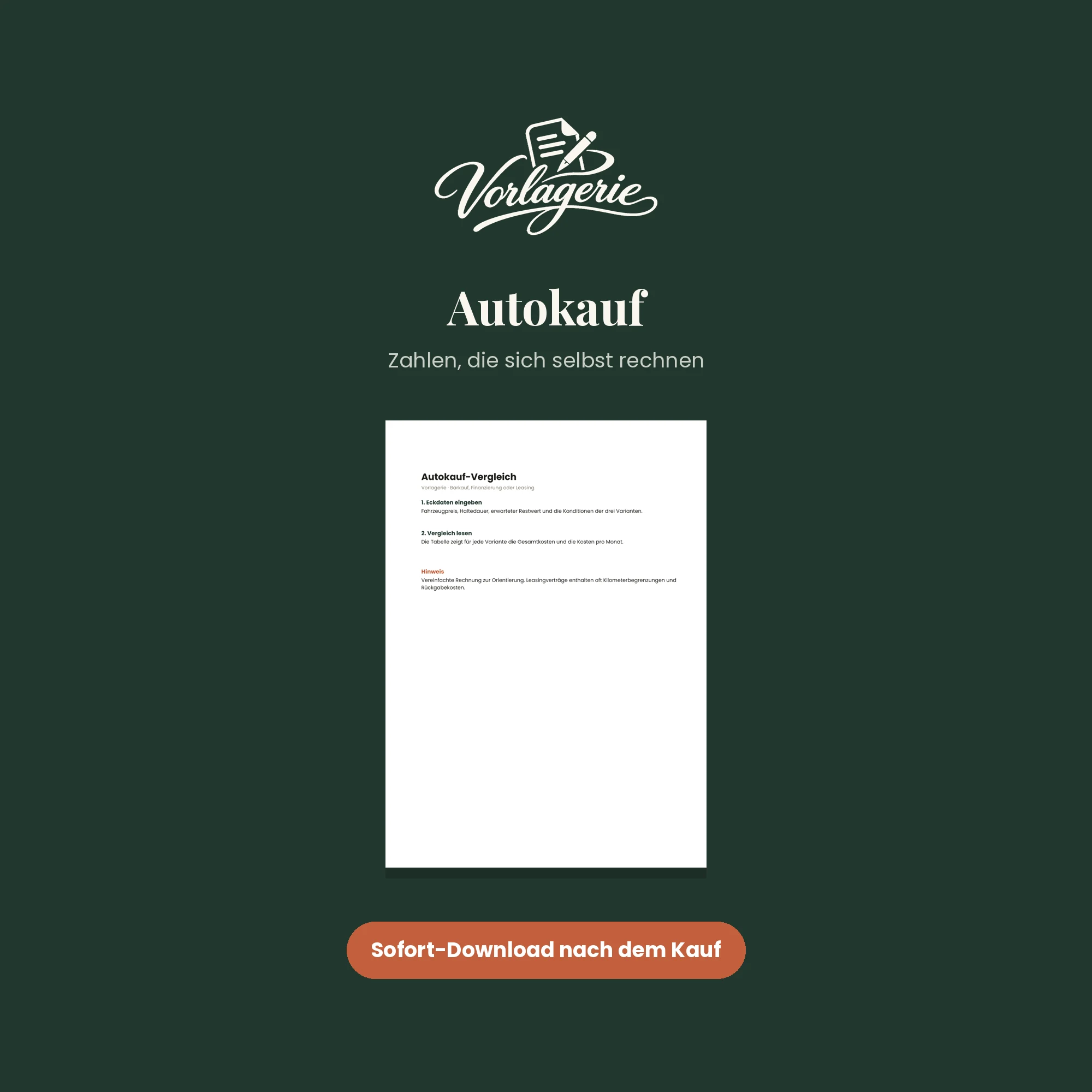 Autokauf-Vergleichsrechner – Vorlagerie