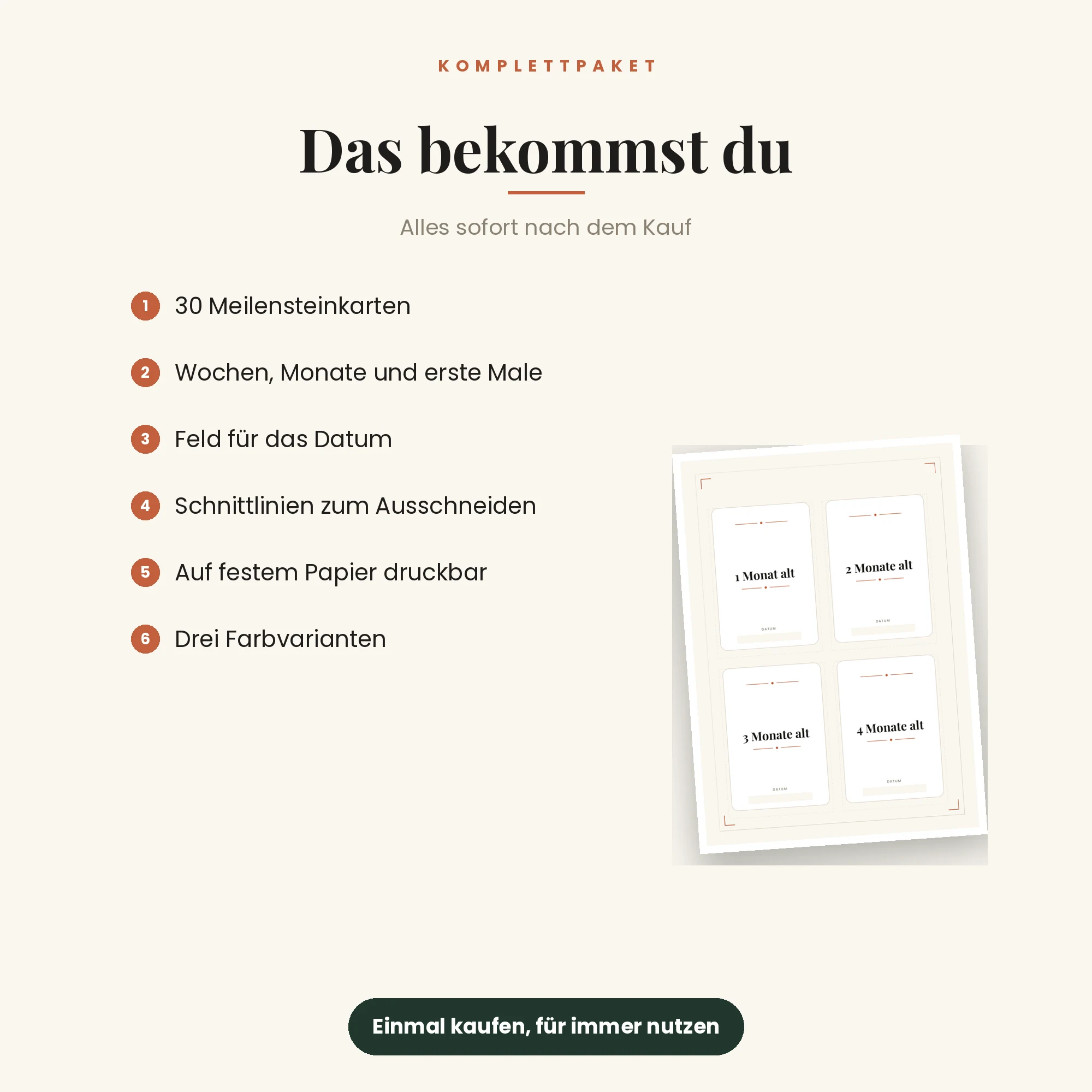 Baby-Meilensteinkarten – das ist enthalten