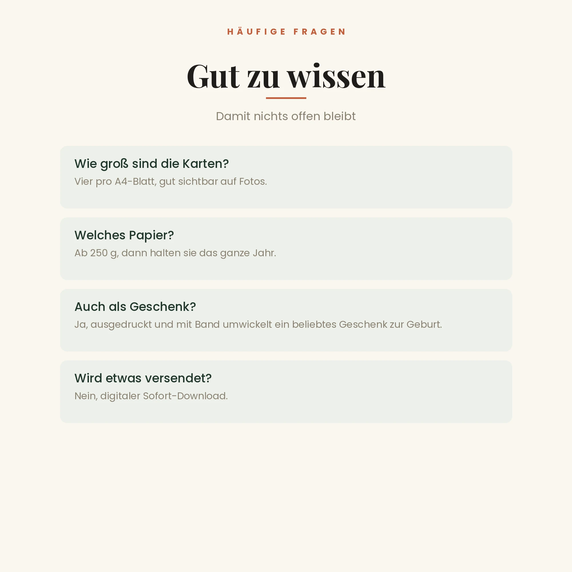 Baby-Meilensteinkarten – häufige Fragen