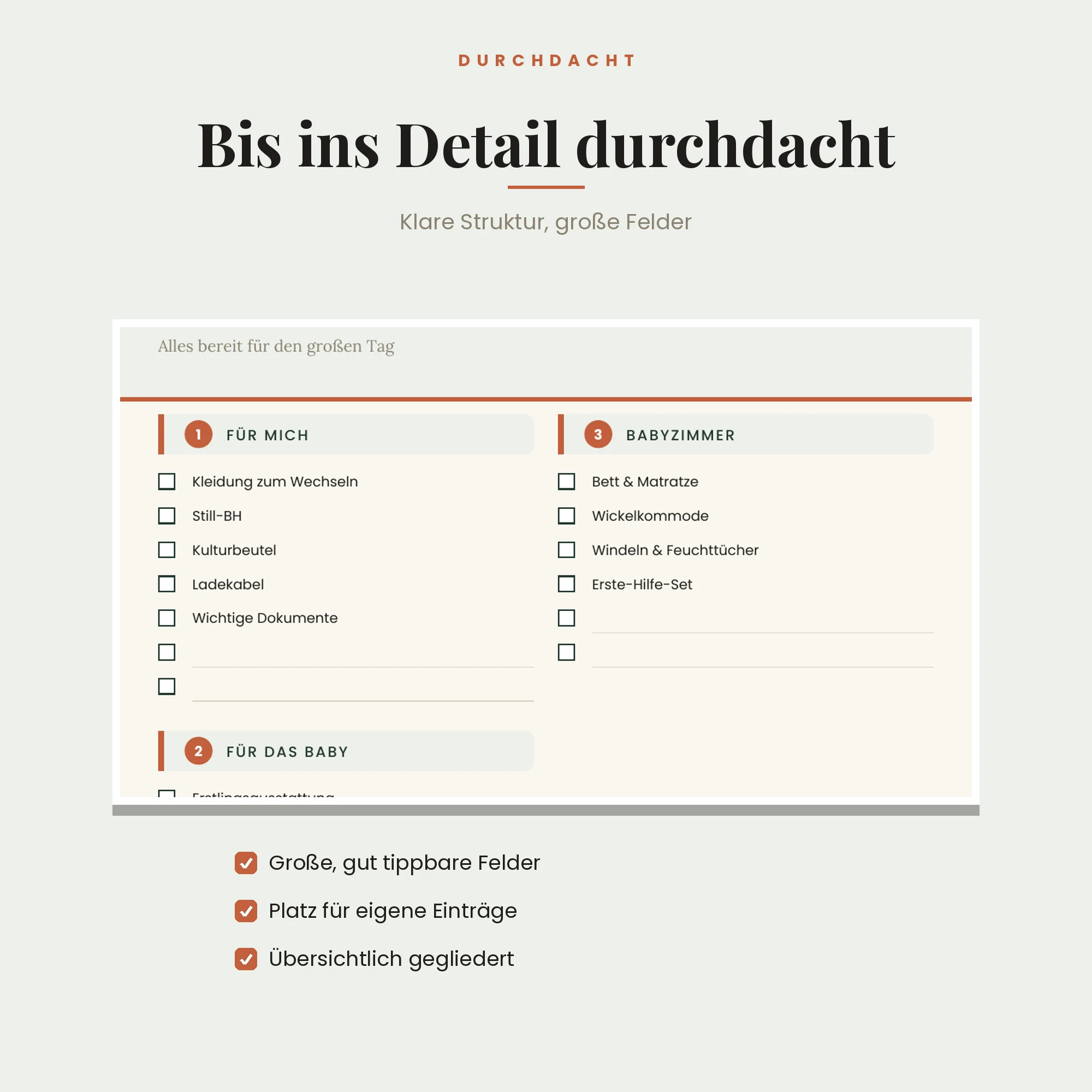 Babyplaner – Detailansicht
