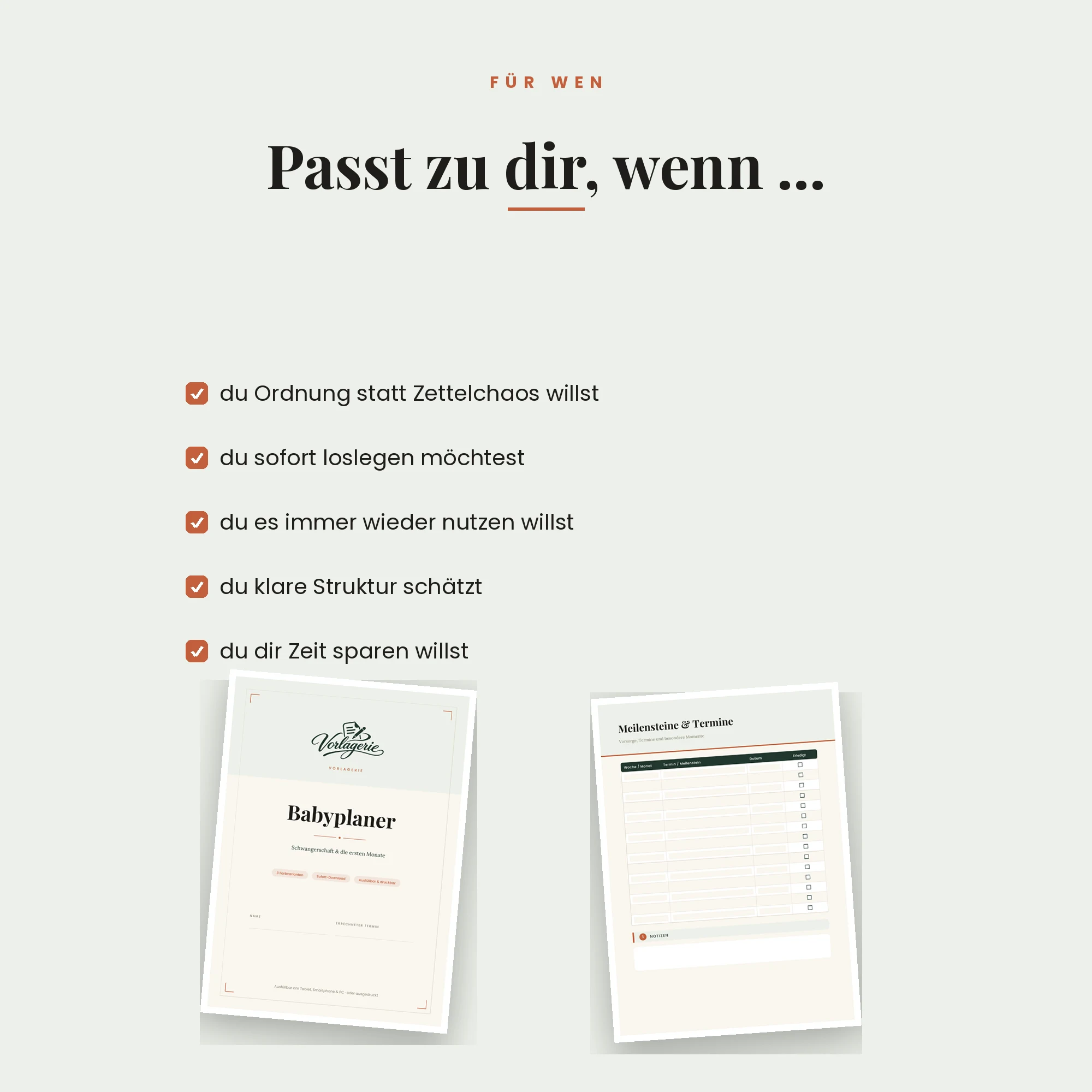 Babyplaner – für wen die Vorlage passt