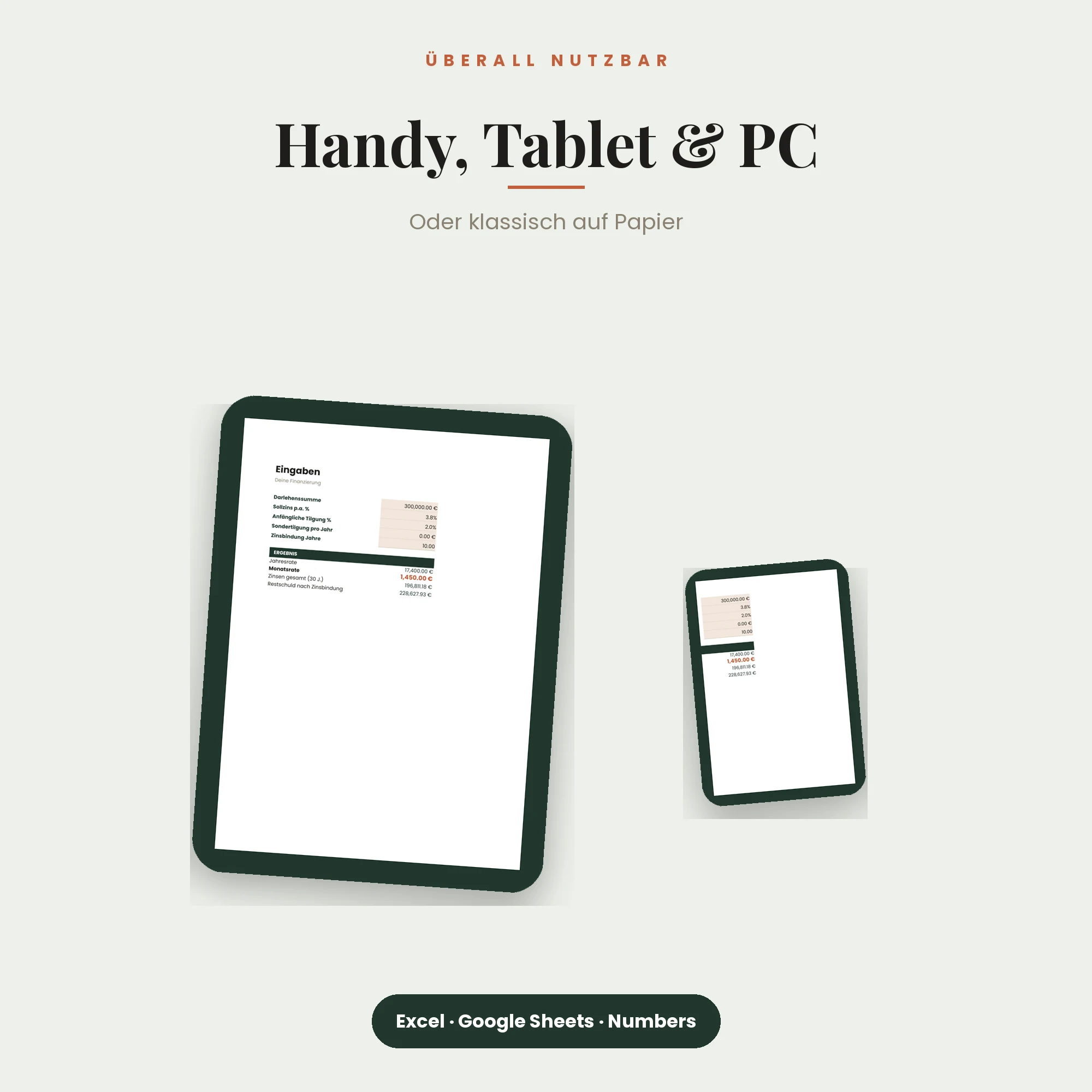 Baufinanzierung & Tilgungsplan – auf Smartphone, Tablet und PC