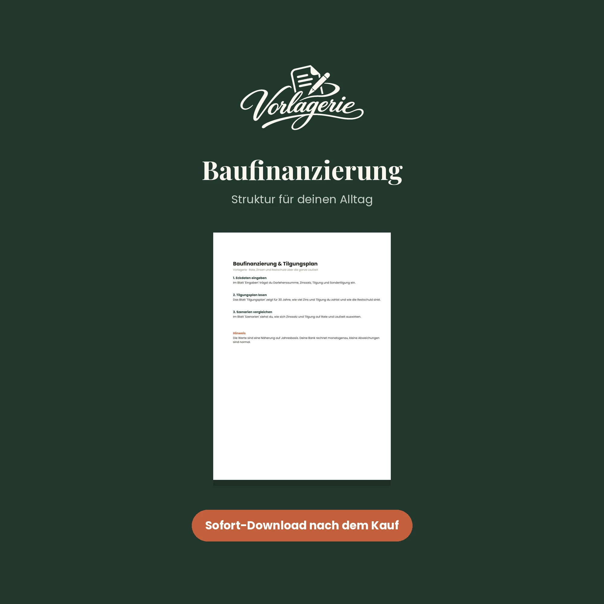 Baufinanzierung & Tilgungsplan – Vorlagerie