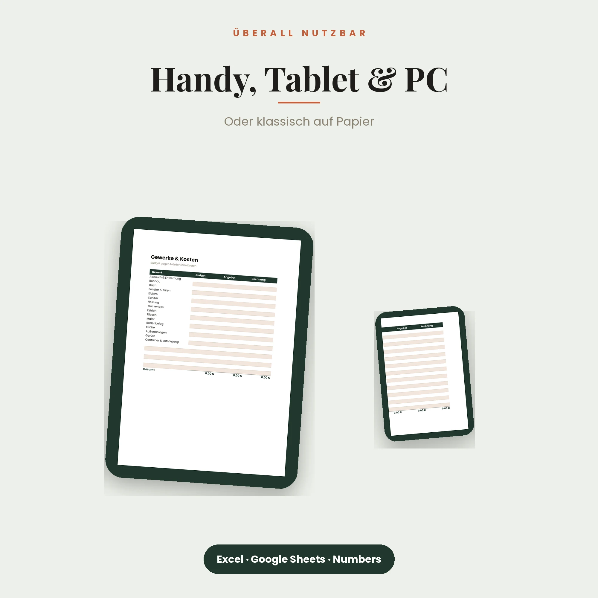 Bauprojekt-Kalkulation – auf Smartphone, Tablet und PC