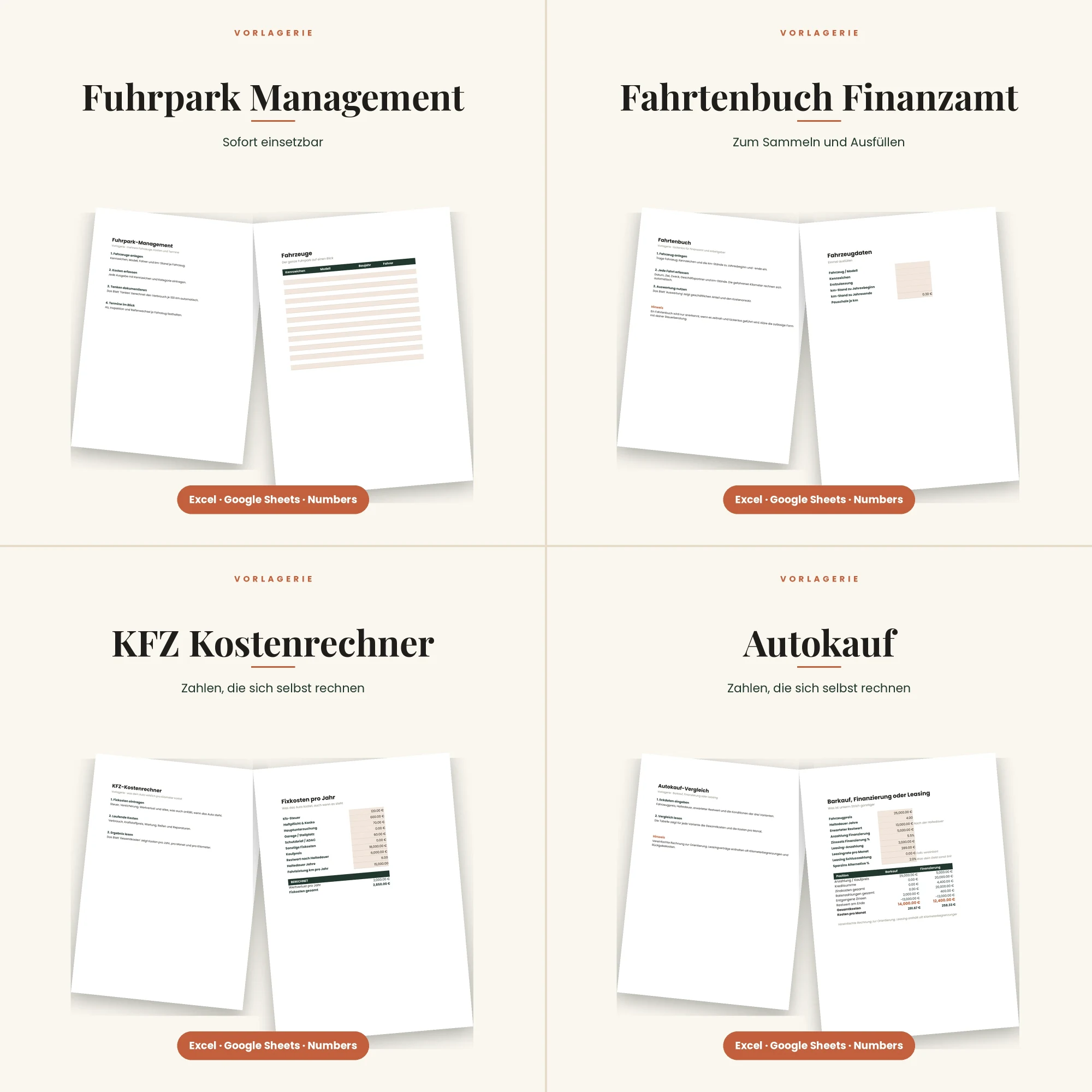 Auto-Komplett-Bundle – alle enthaltenen Vorlagen