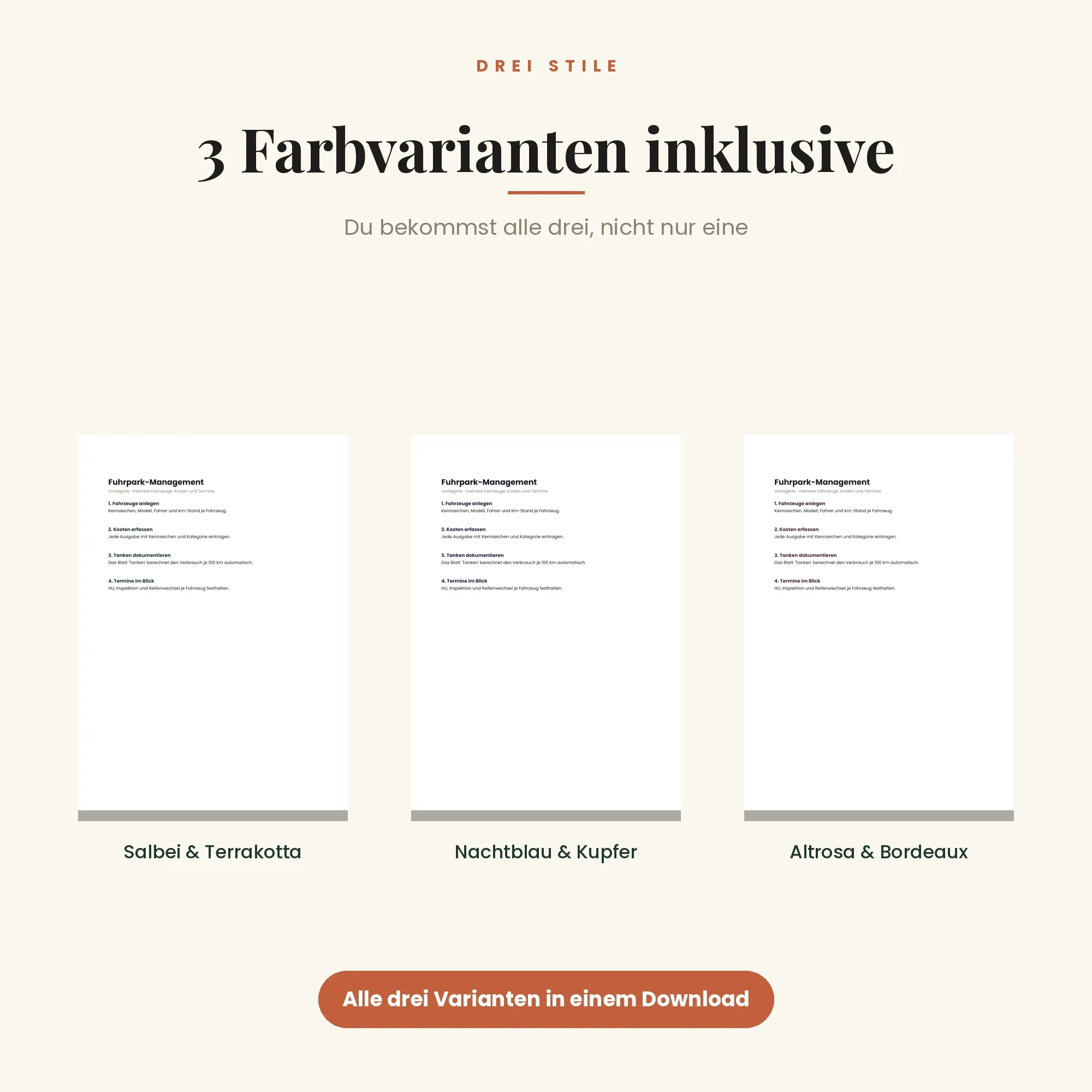 Auto-Komplett-Bundle – drei Farbvarianten inklusive