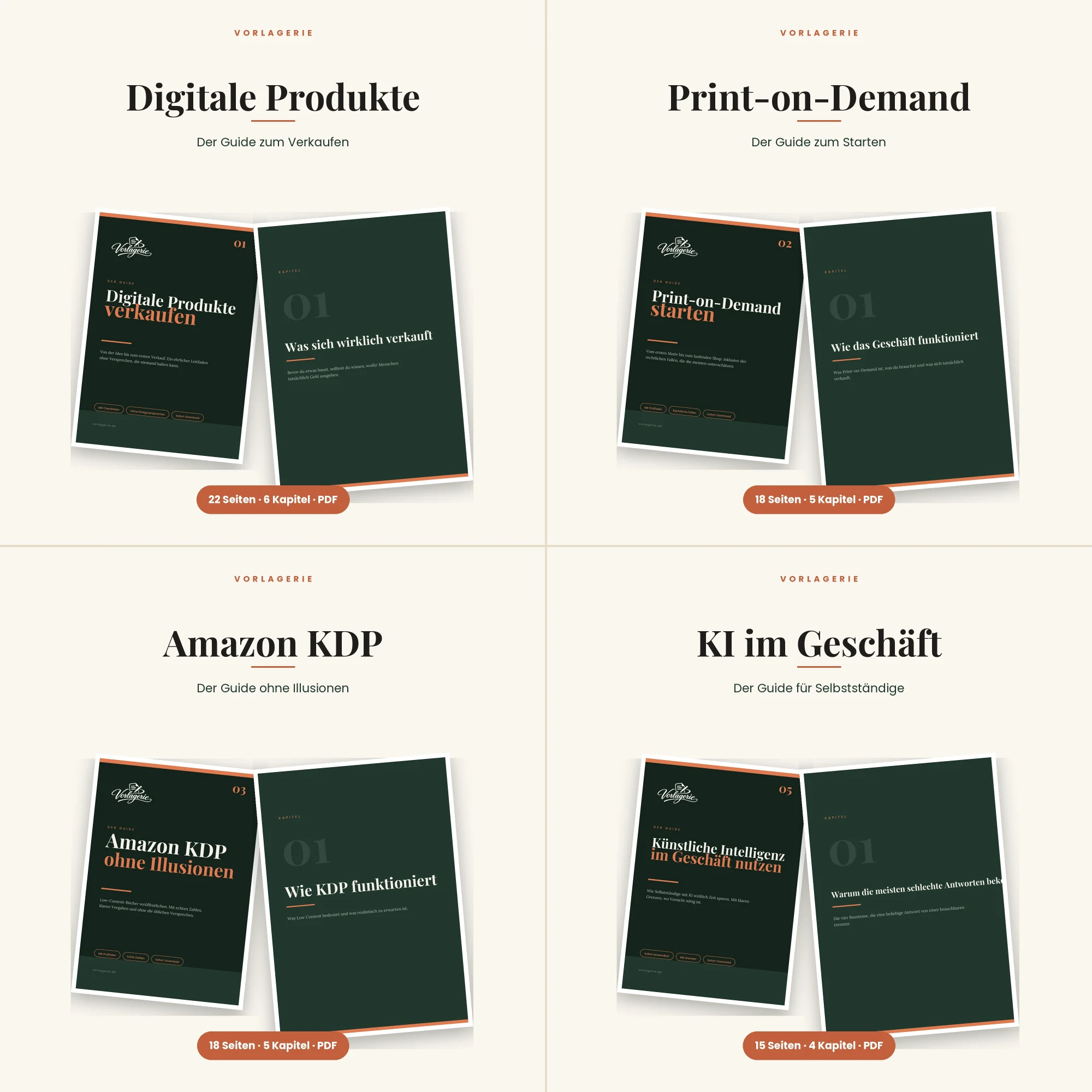 Alle fünf Guides – alle enthaltenen Vorlagen