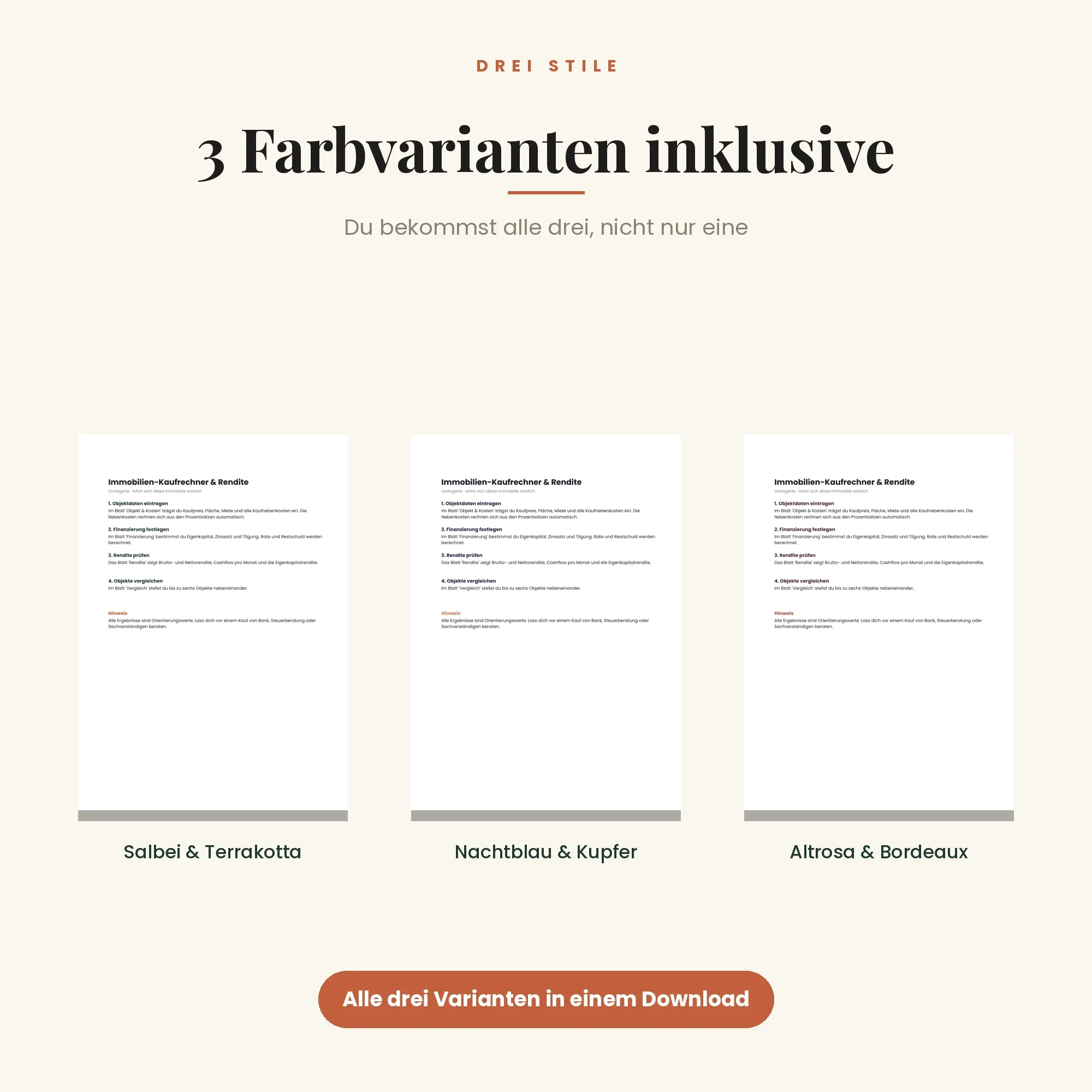 Immobilienkauf-Bundle – drei Farbvarianten inklusive