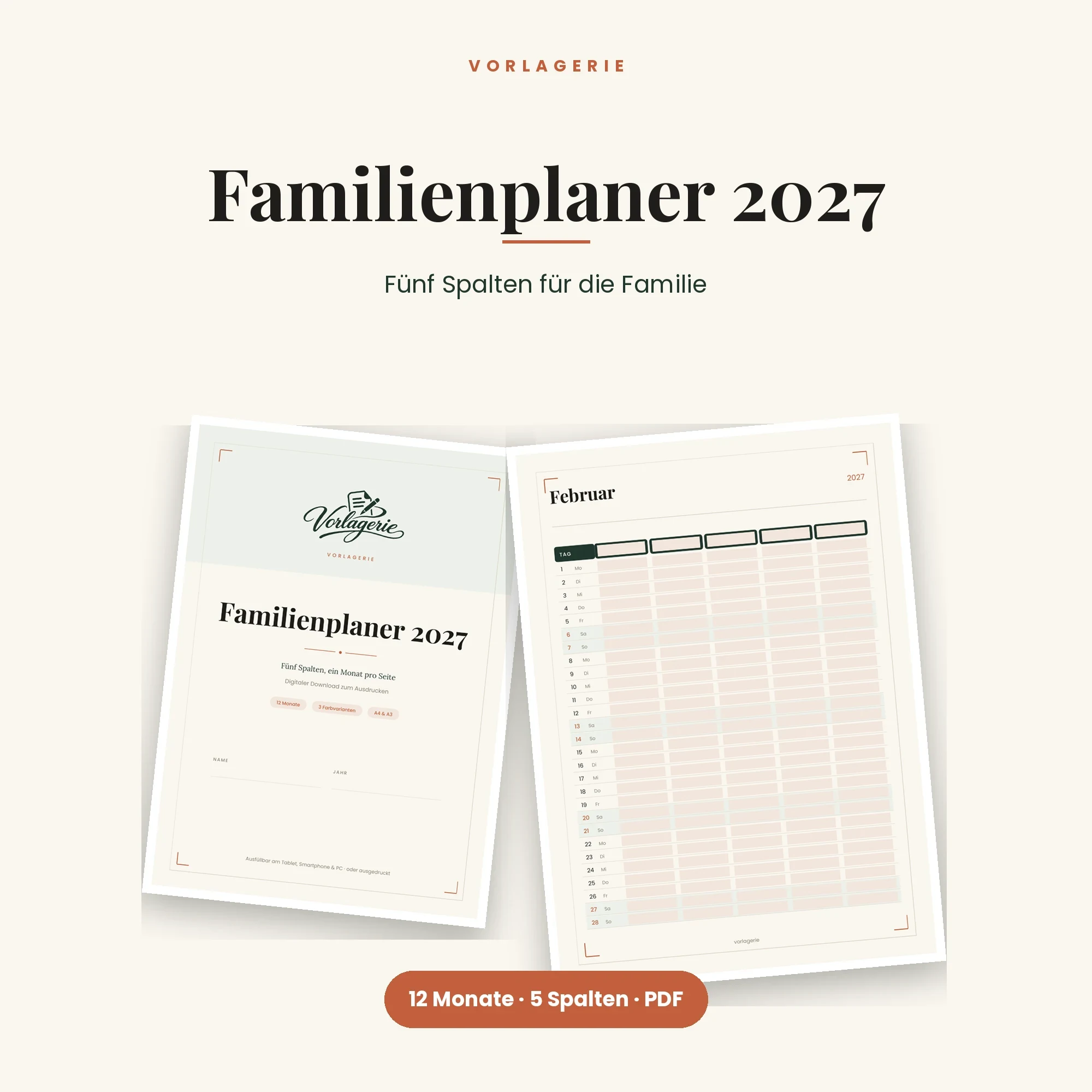 Kalender-Bundle 2027 – enthalten: Familienplaner 2027