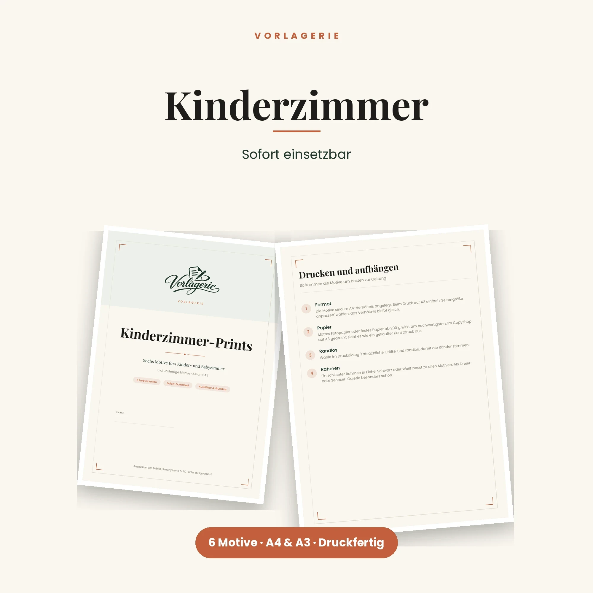 Kunstdrucke-Komplett-Bundle – enthalten: Kinderzimmer-Kunstdrucke, 6 Motive