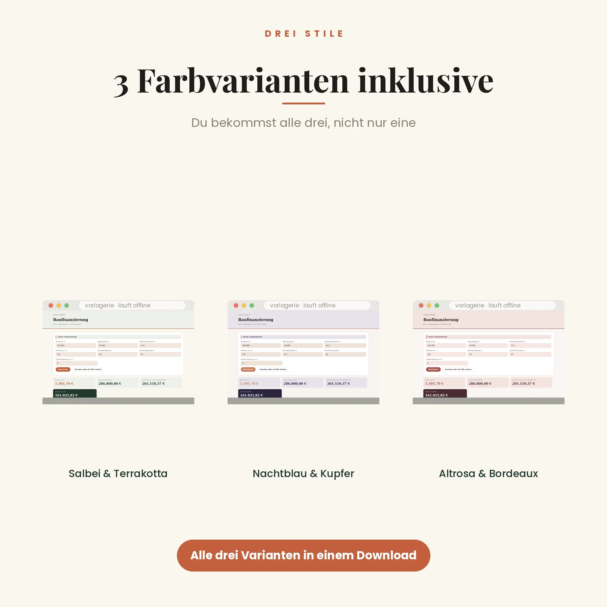 Alle Rechner und Tools – drei Farbvarianten inklusive