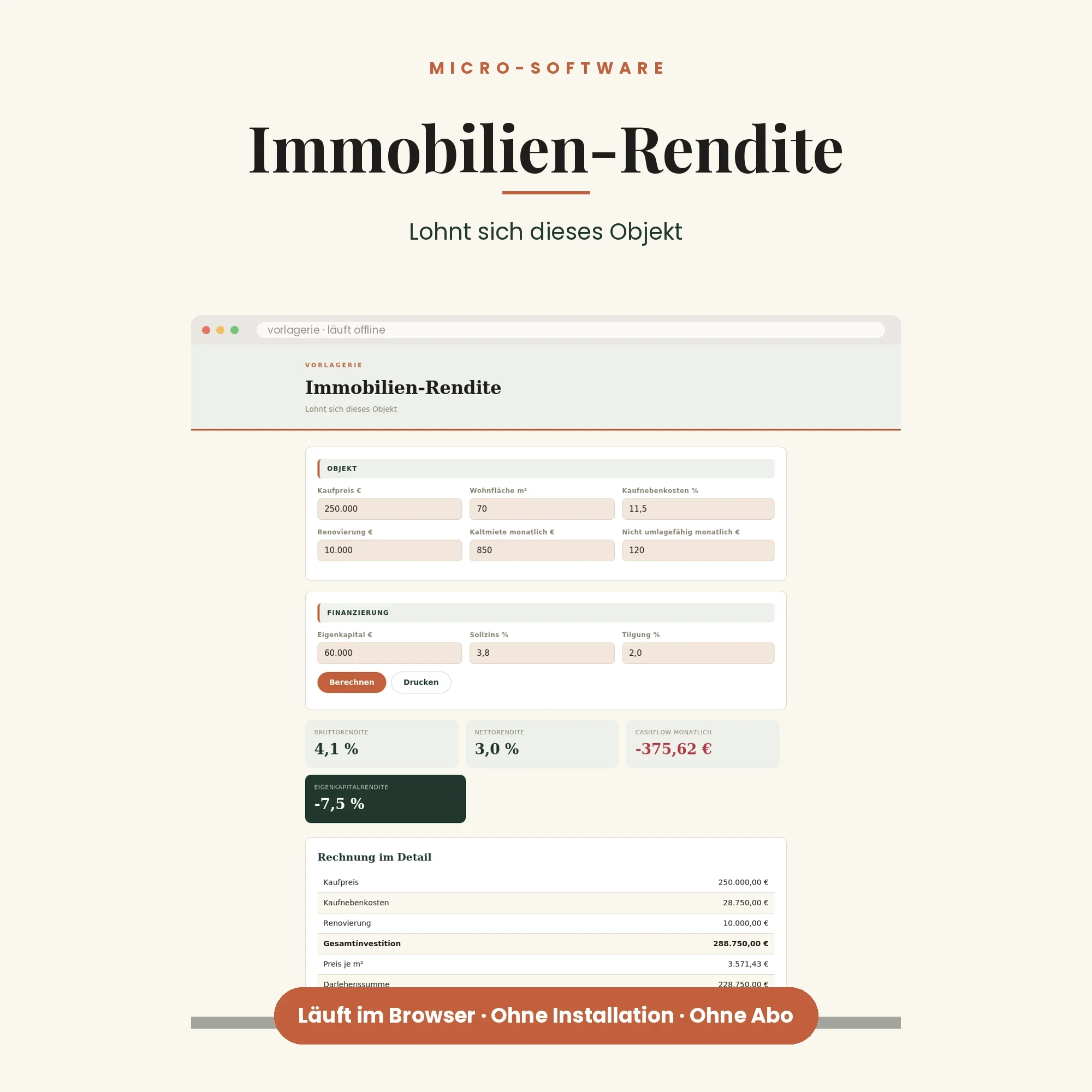 Alle Rechner und Tools – enthalten: Immobilien-Renditerechner