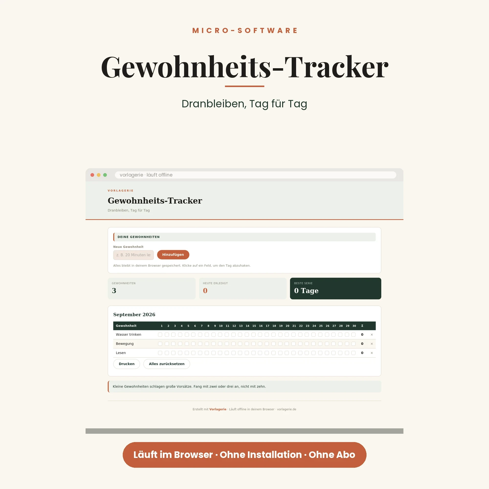 Alle Rechner und Tools – enthalten: Gewohnheits-Tracker (Programm)