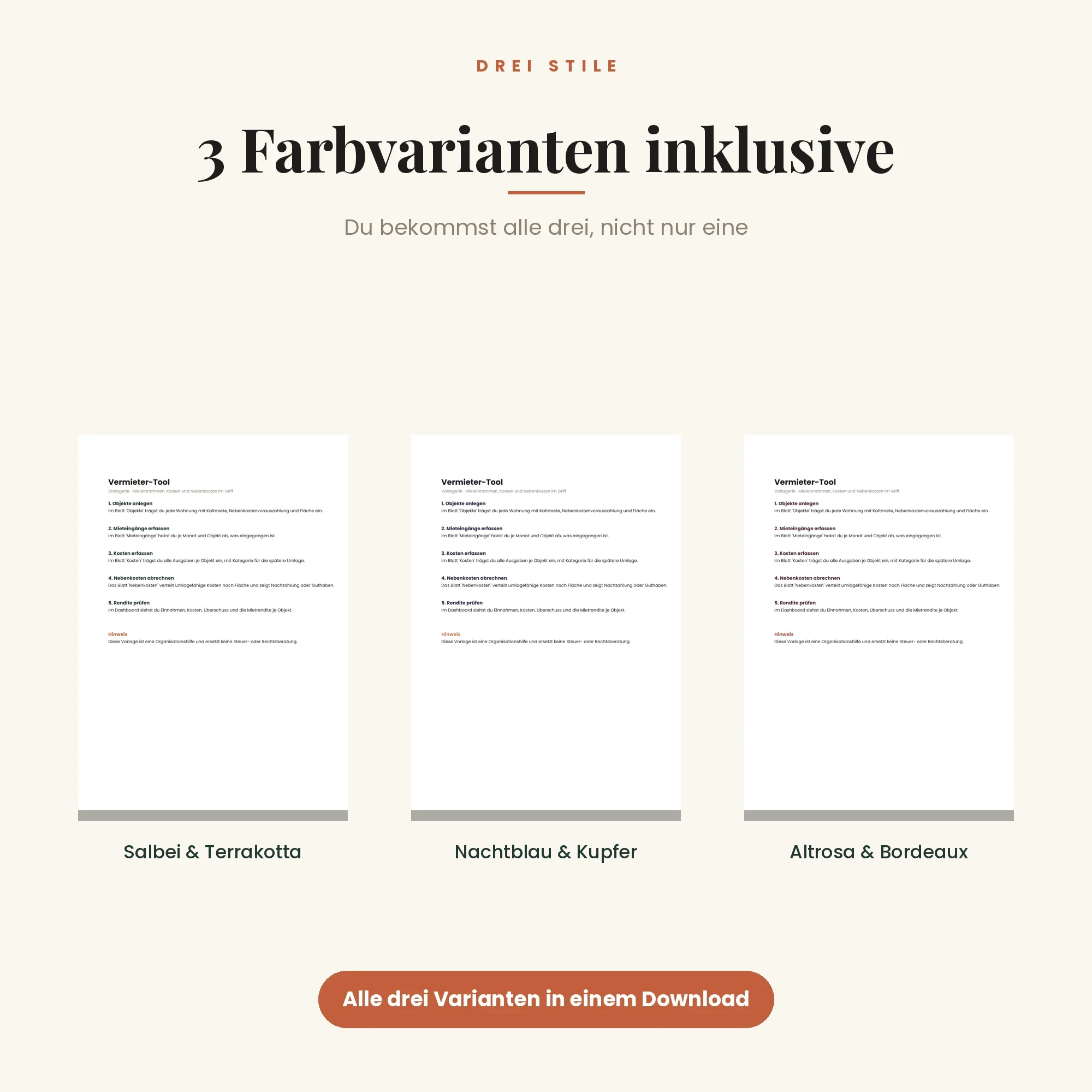 Vermieter-Bundle – drei Farbvarianten inklusive