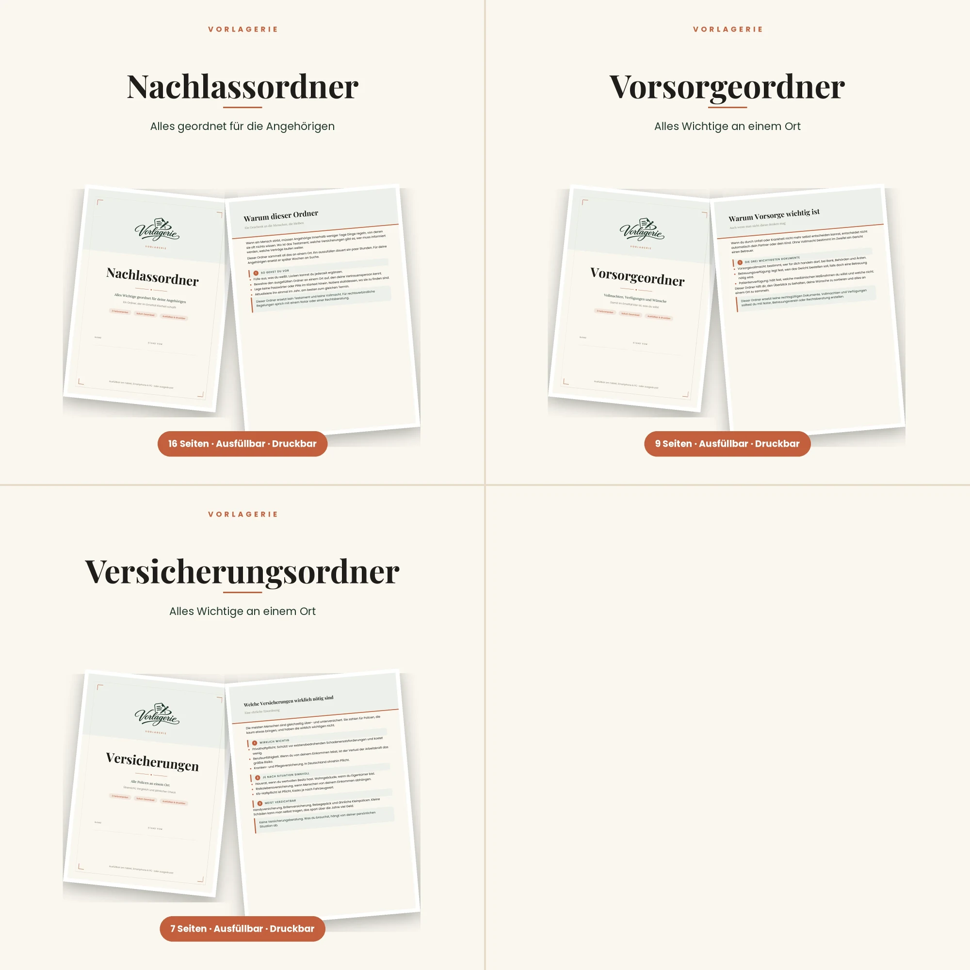 Vorsorge-Bundle – alle enthaltenen Vorlagen