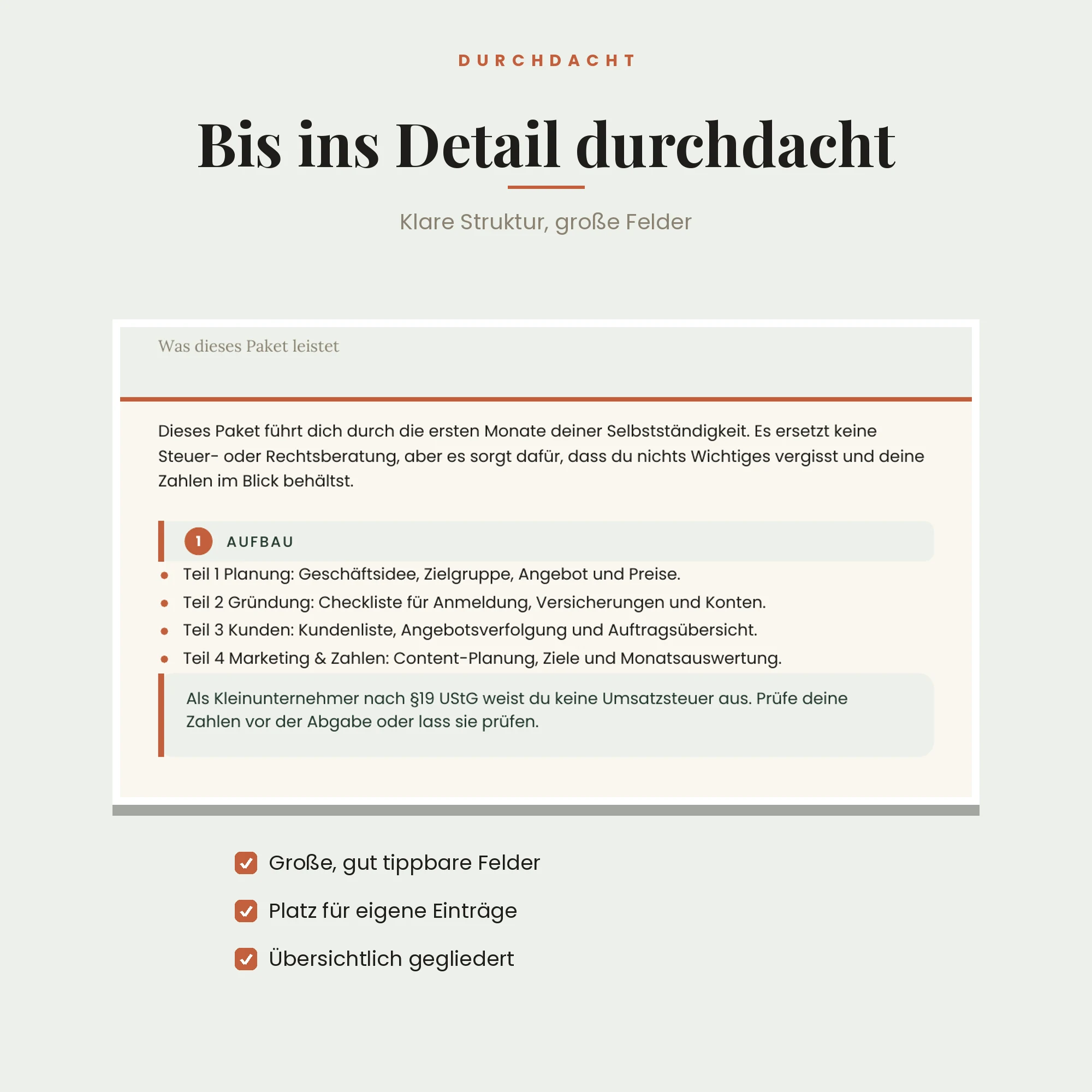 Business-Starterpaket Selbstständige – Detailansicht