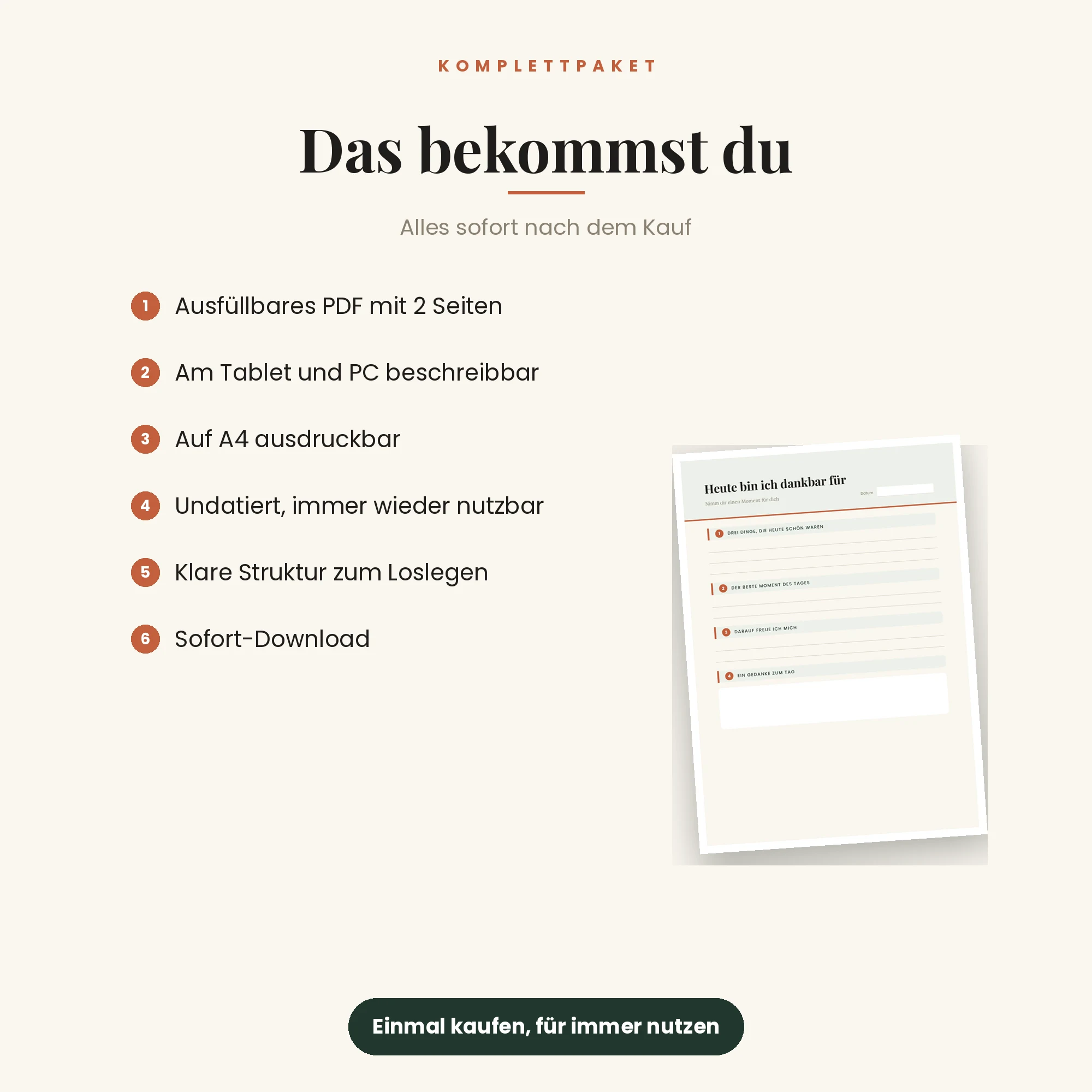 Dankbarkeits-Journal – das ist enthalten