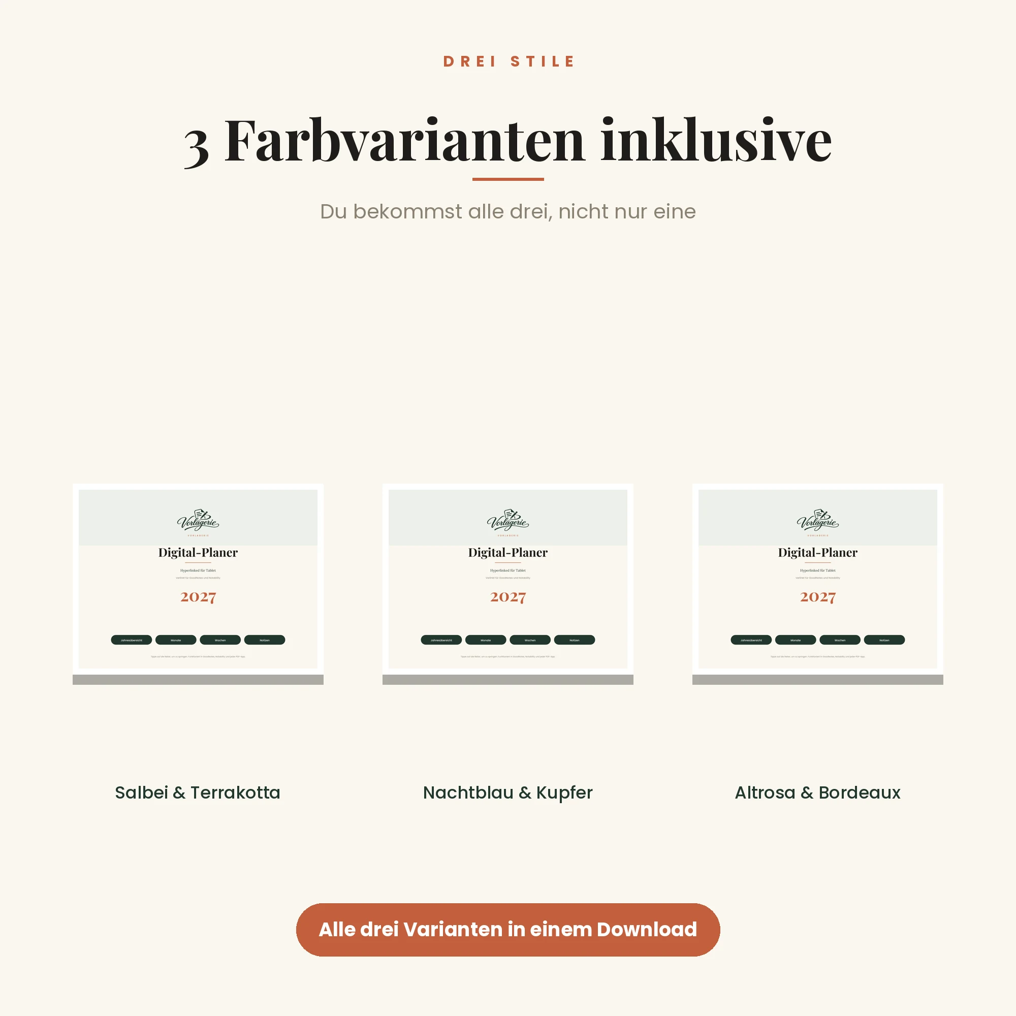 Digital-Planer 2027 – drei Farbvarianten inklusive