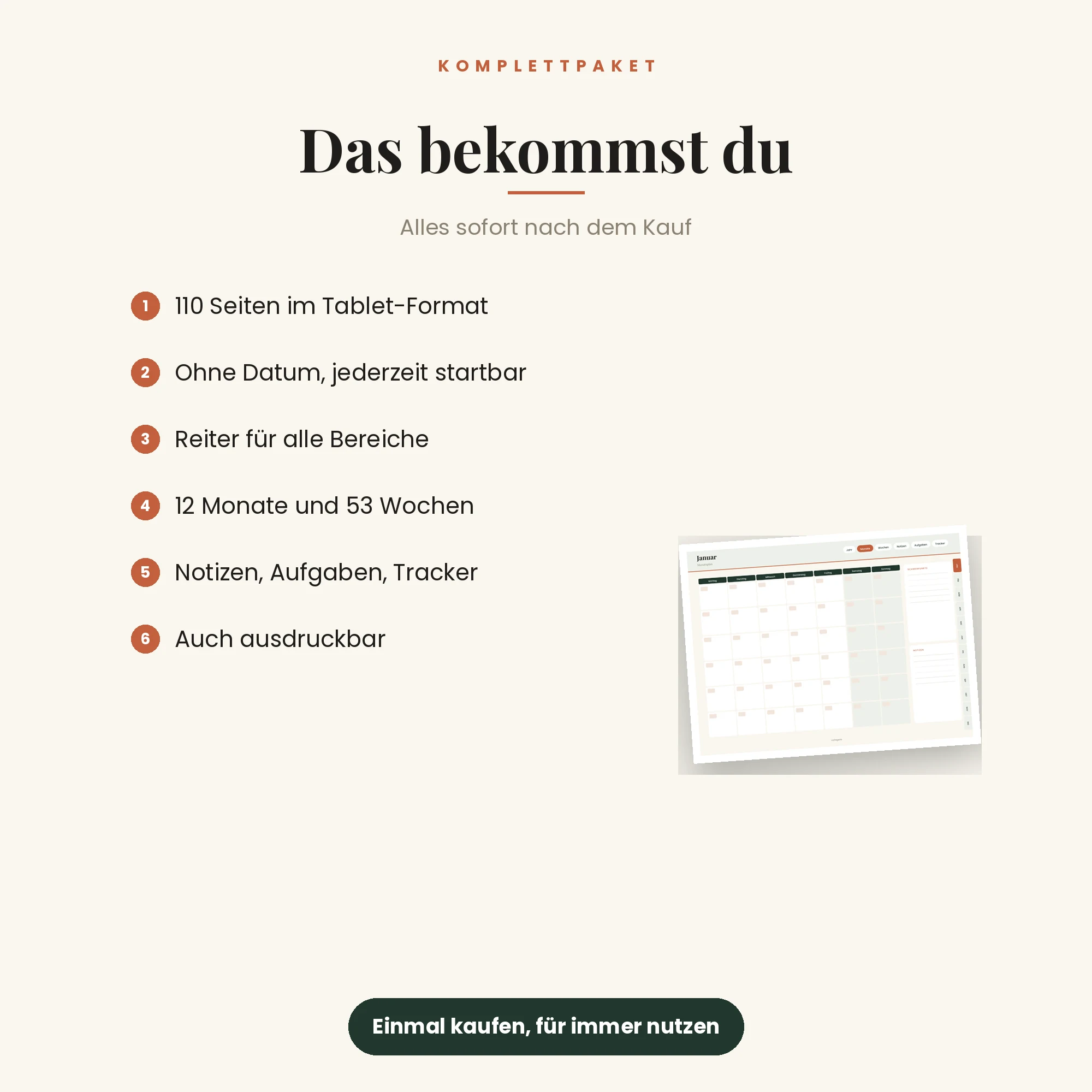 Digital-Planer undatiert – das ist enthalten