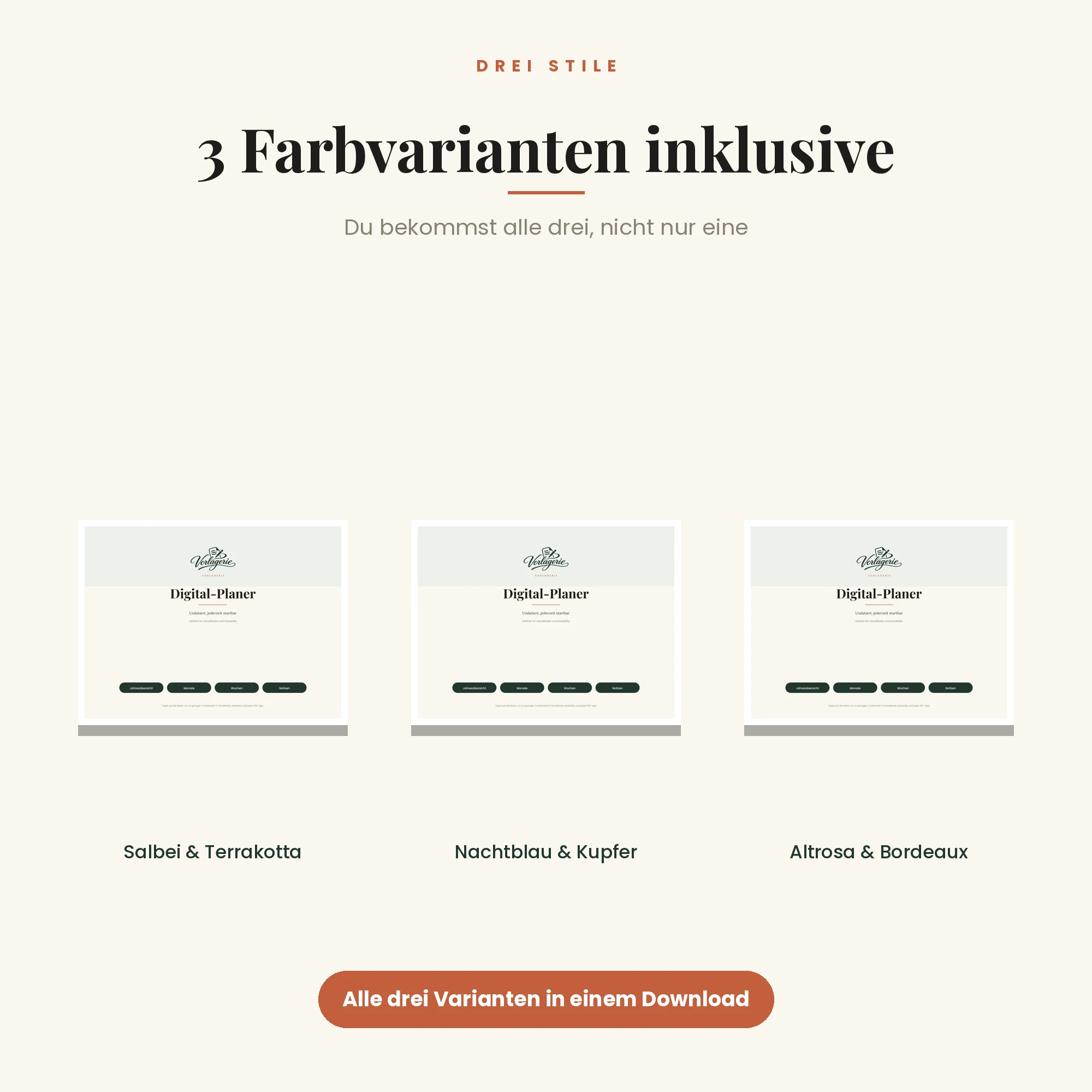 Digital-Planer undatiert – drei Farbvarianten inklusive
