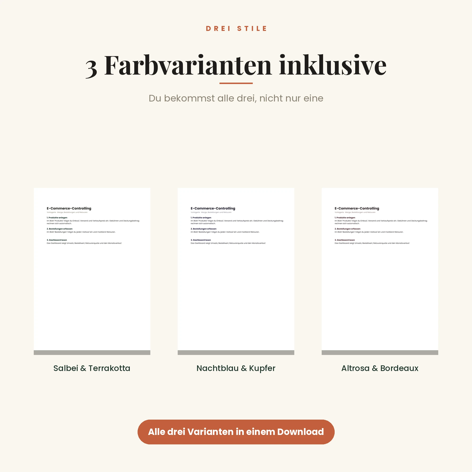 E-Commerce-Controlling – drei Farbvarianten inklusive