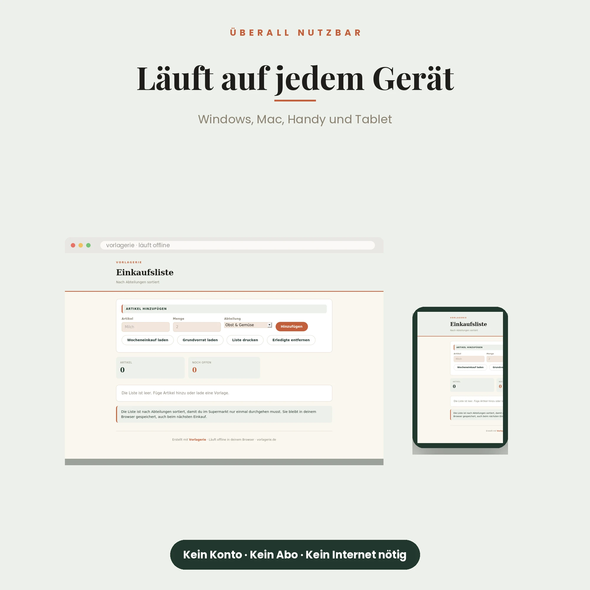 Einkaufsliste – auf allen Geräten nutzbar