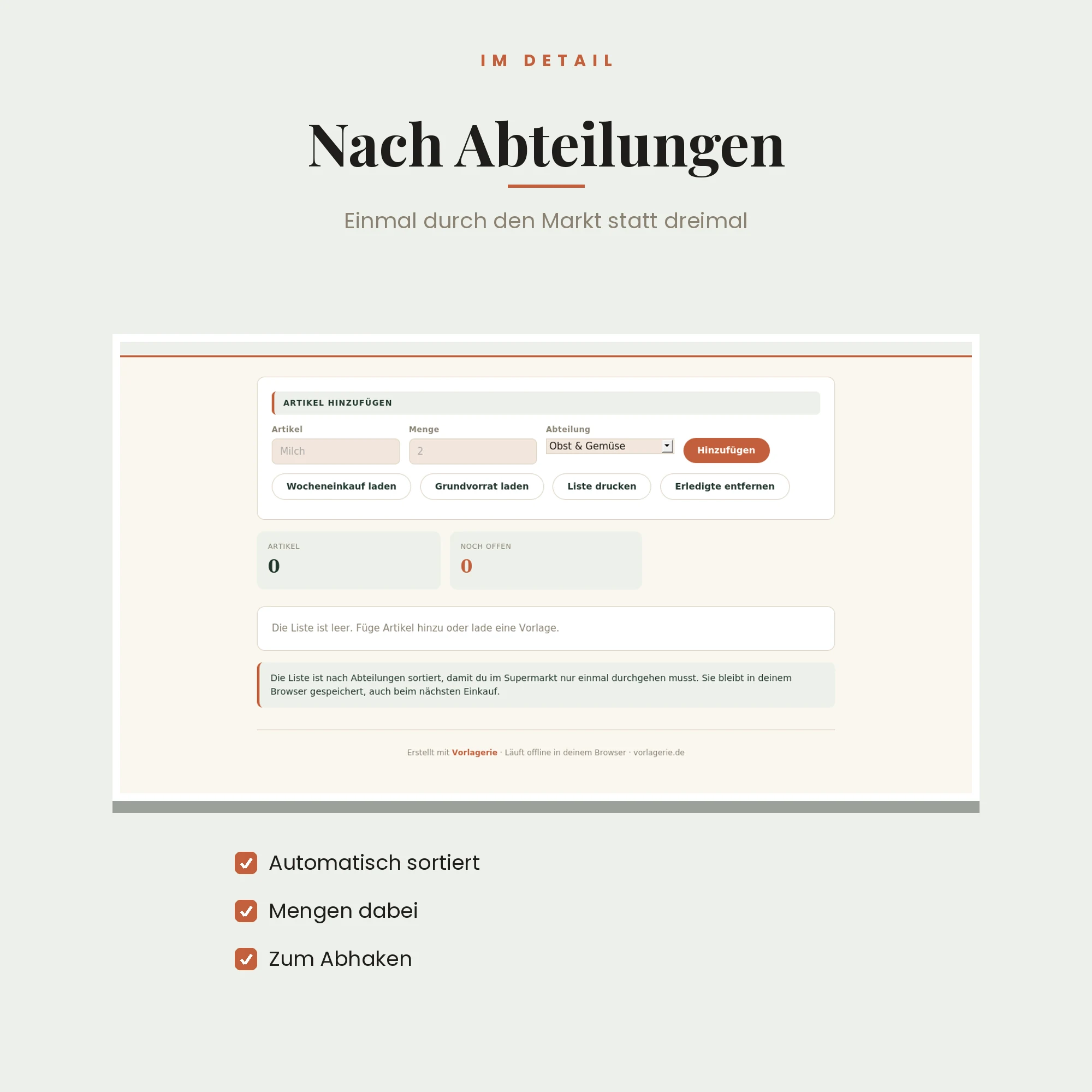 Einkaufsliste – Detailansicht