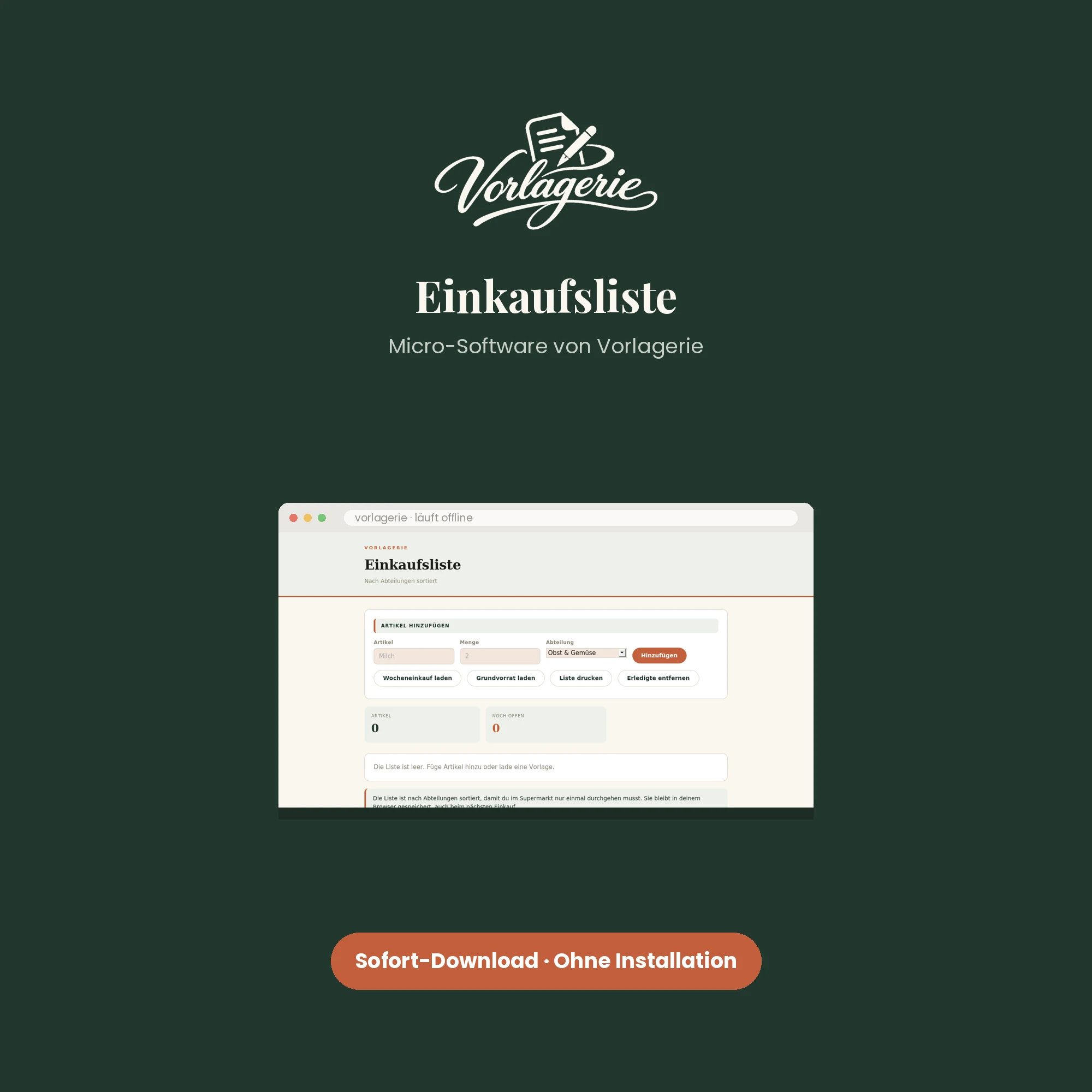 Einkaufsliste – Vorlagerie