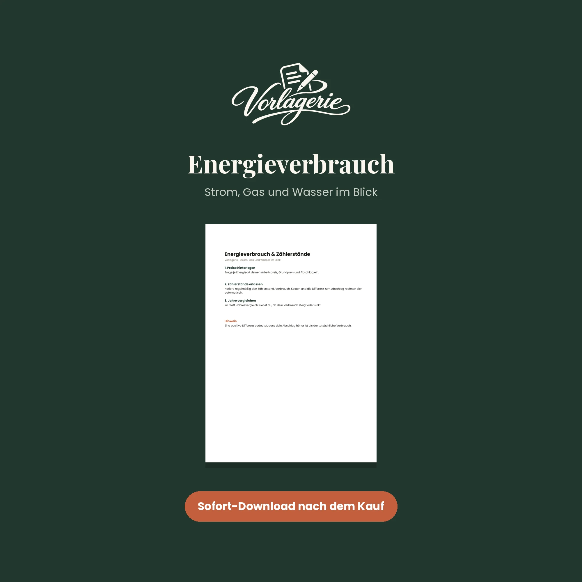 Energieverbrauch & Zählerstände – Vorlagerie