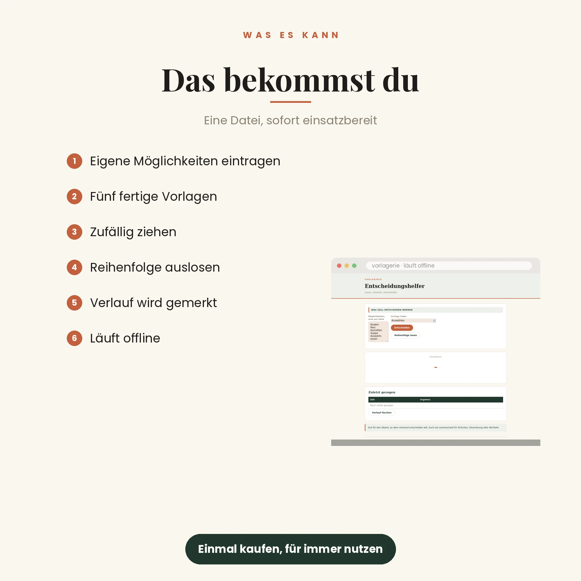 Entscheidungshelfer – das ist enthalten
