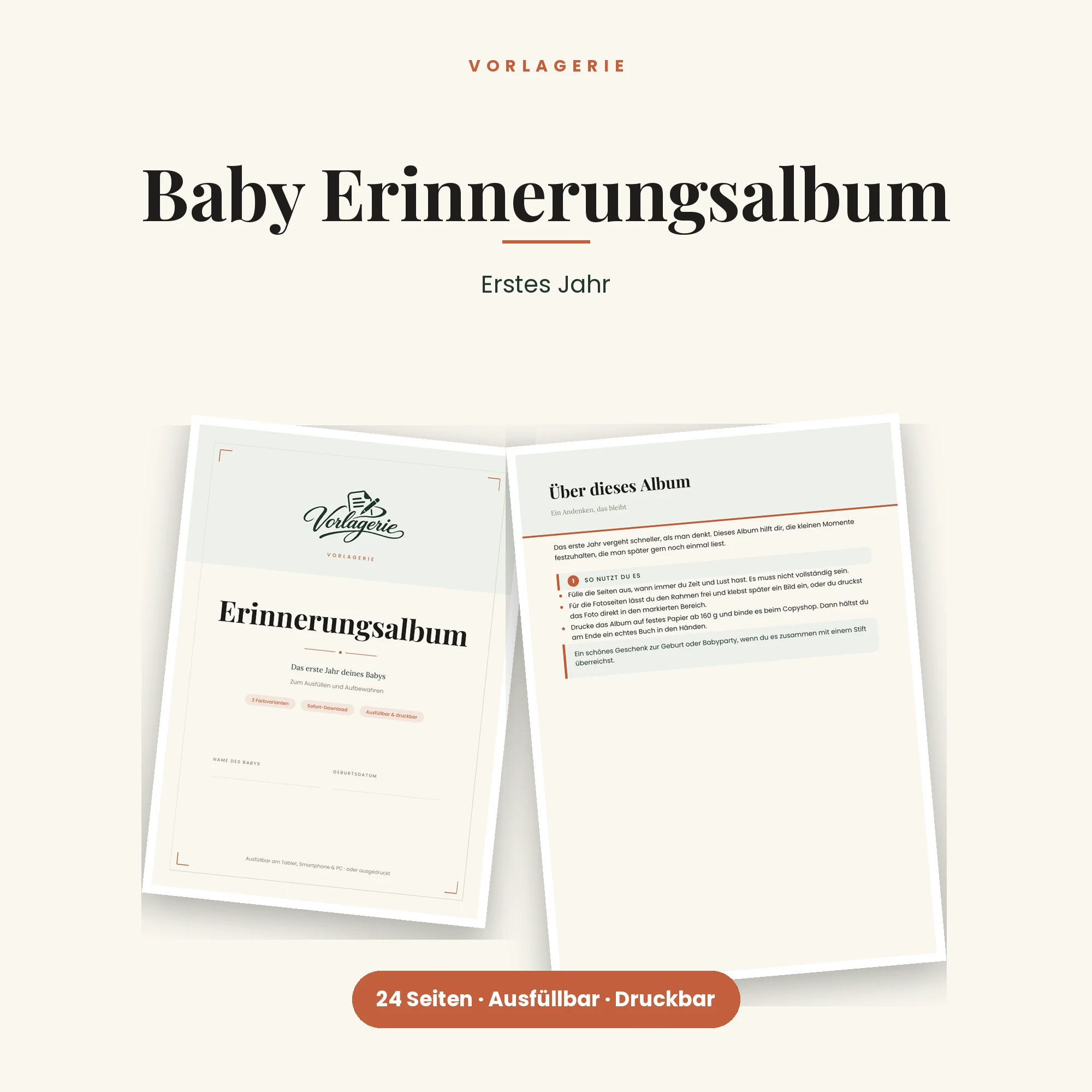 Baby-Erinnerungsalbum erstes Jahr – Titelbild