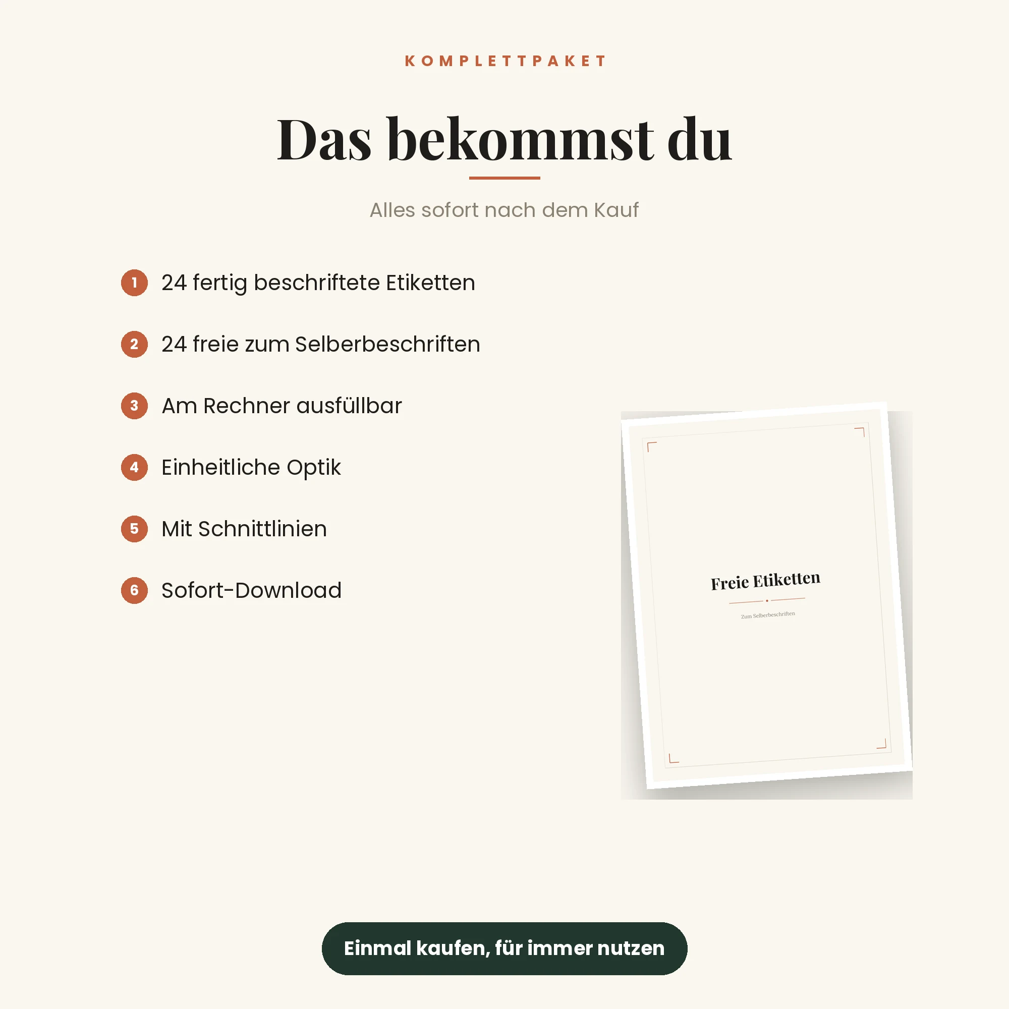 Etiketten für Vorratsgläser – das ist enthalten