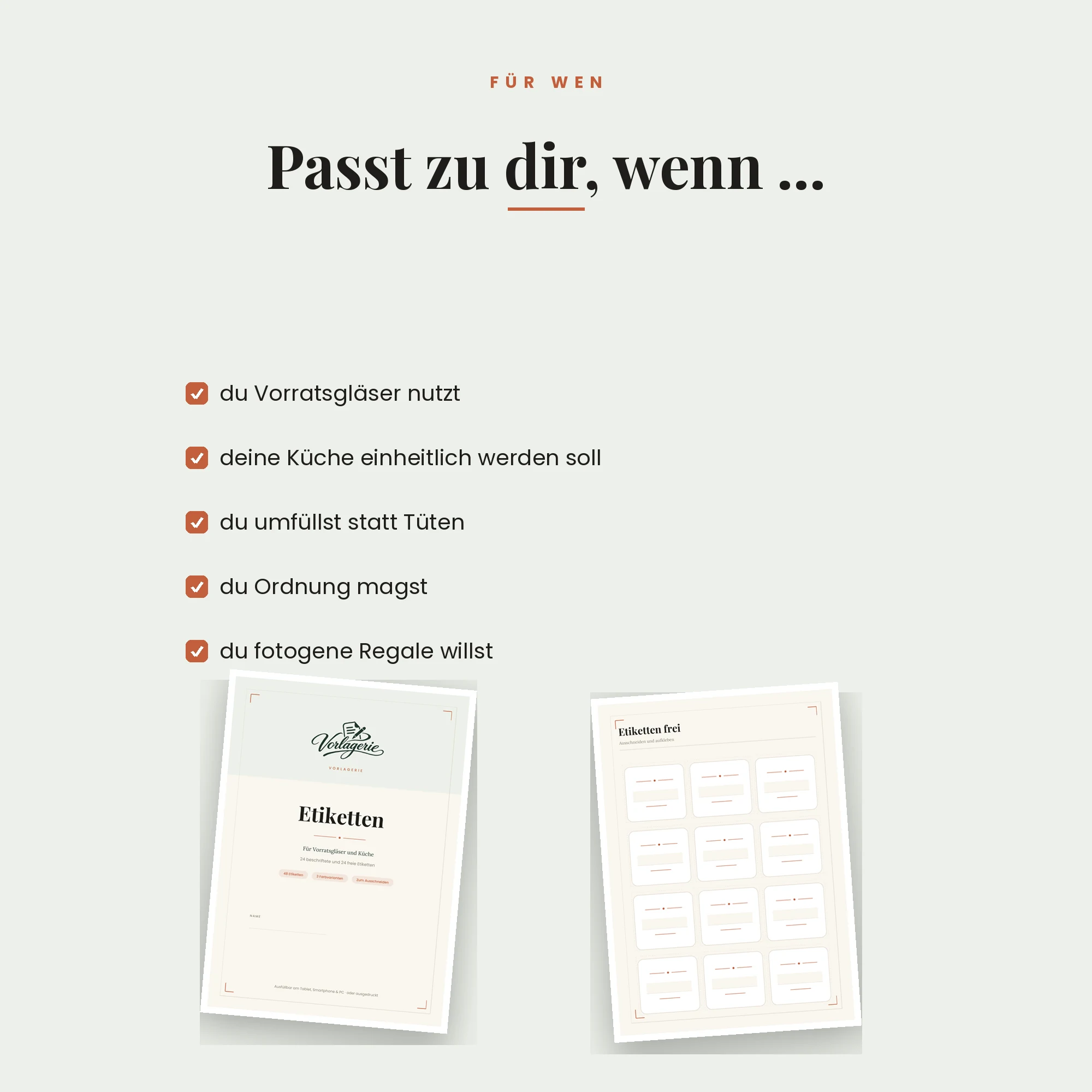 Etiketten für Vorratsgläser – für wen es passt