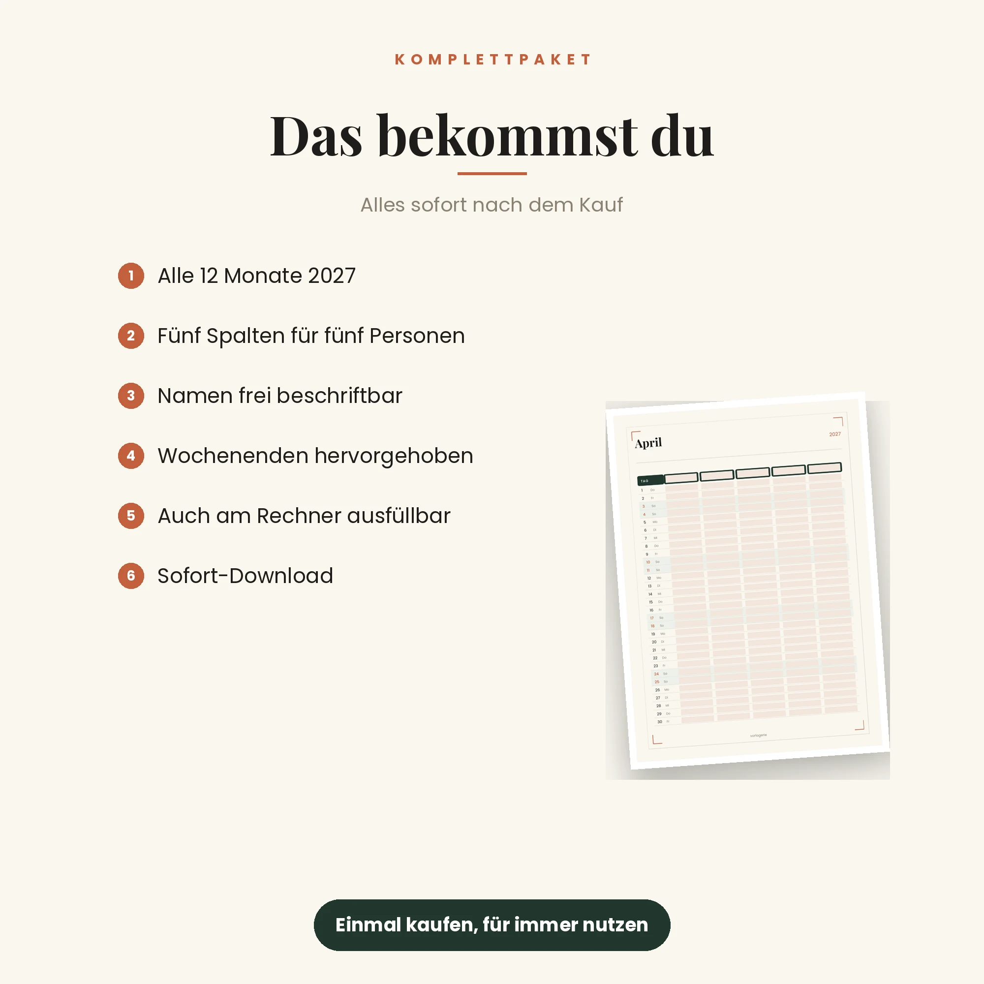 Familienplaner 2027 – das ist enthalten
