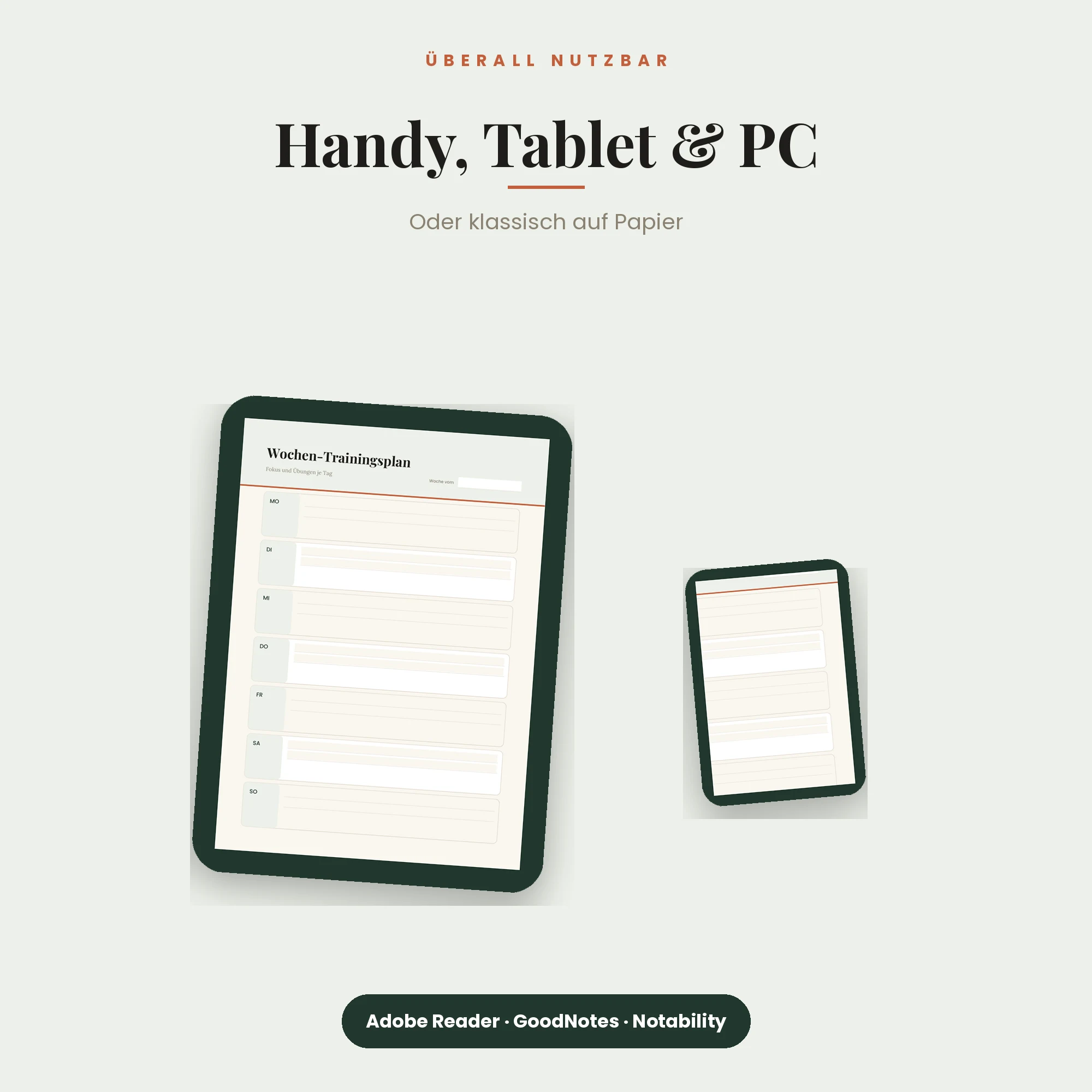 Fitnessplaner – auf Smartphone, Tablet und PC