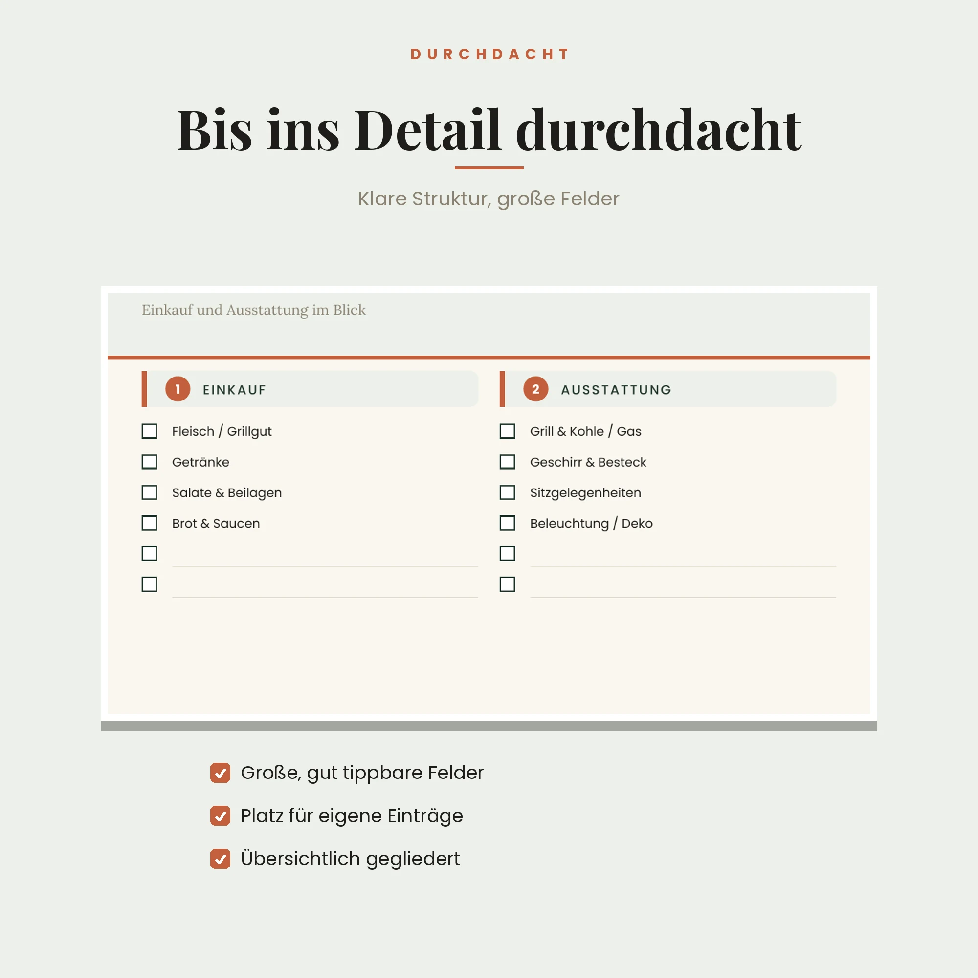 Gartenparty-Planer – Detailansicht