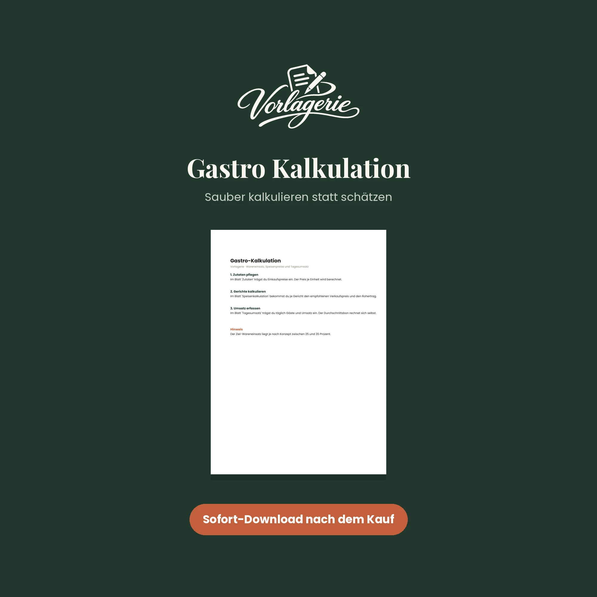Gastro-Kalkulation – Vorlagerie