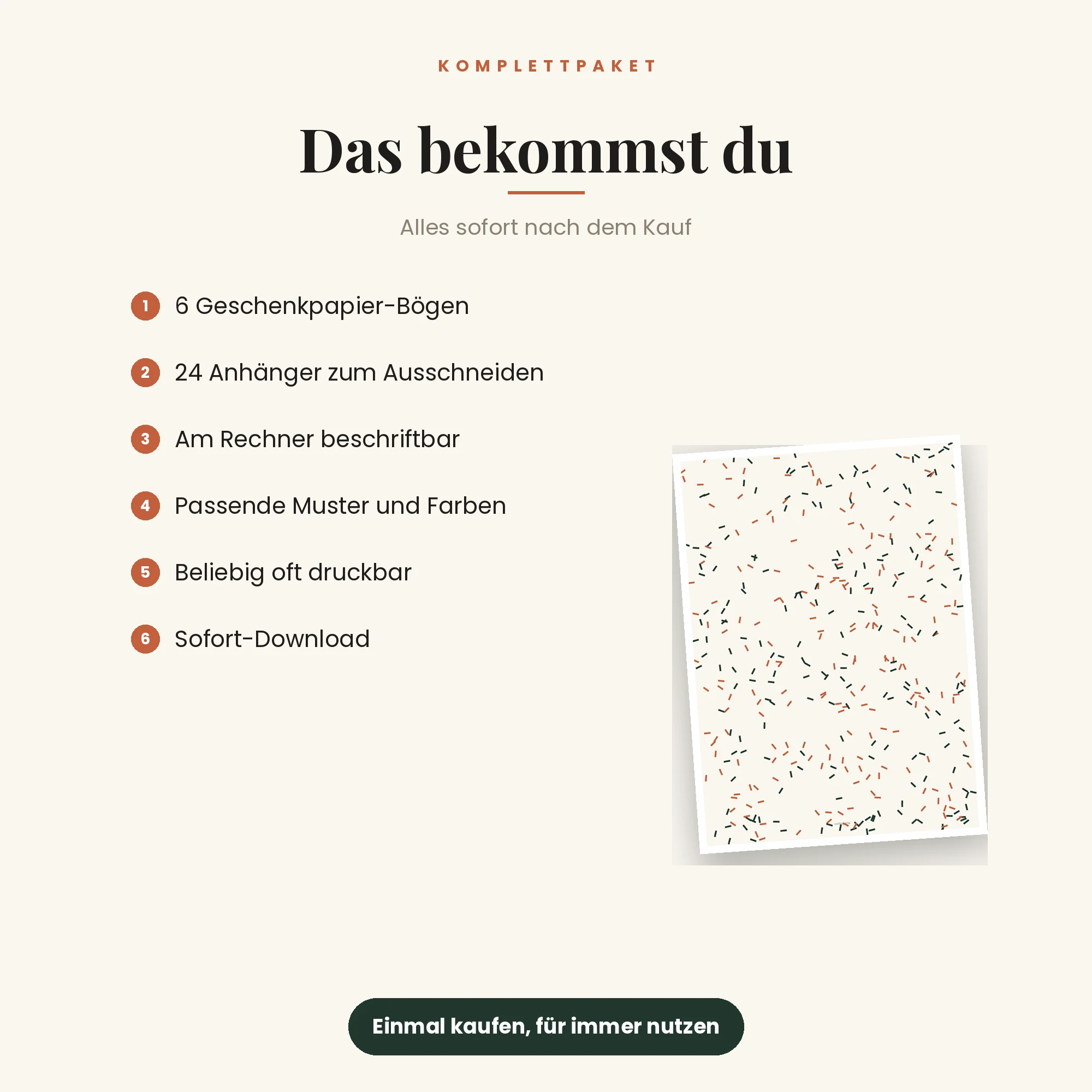 Geschenkpapier & Anhänger – das ist enthalten