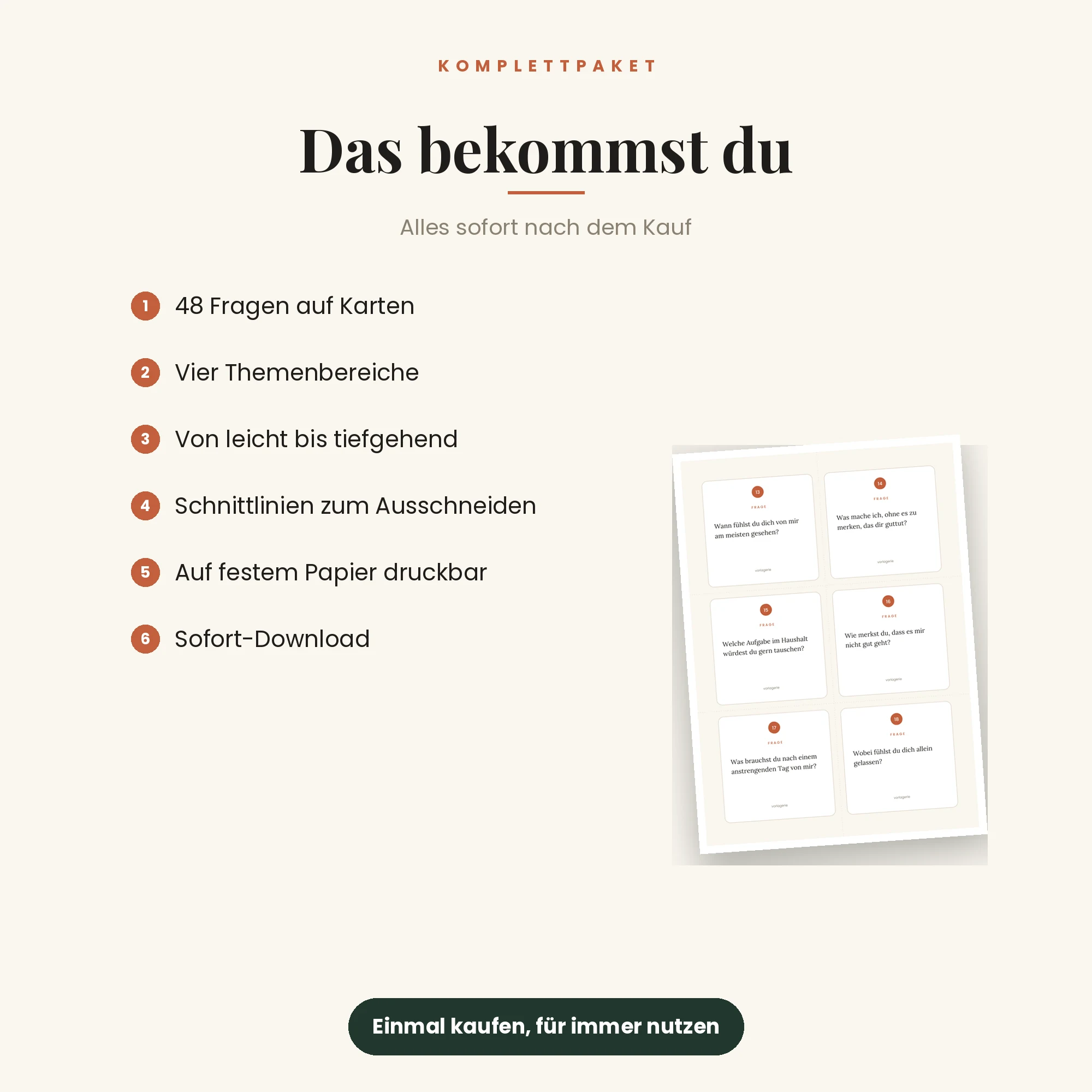 Gesprächskarten für Paare – das ist enthalten