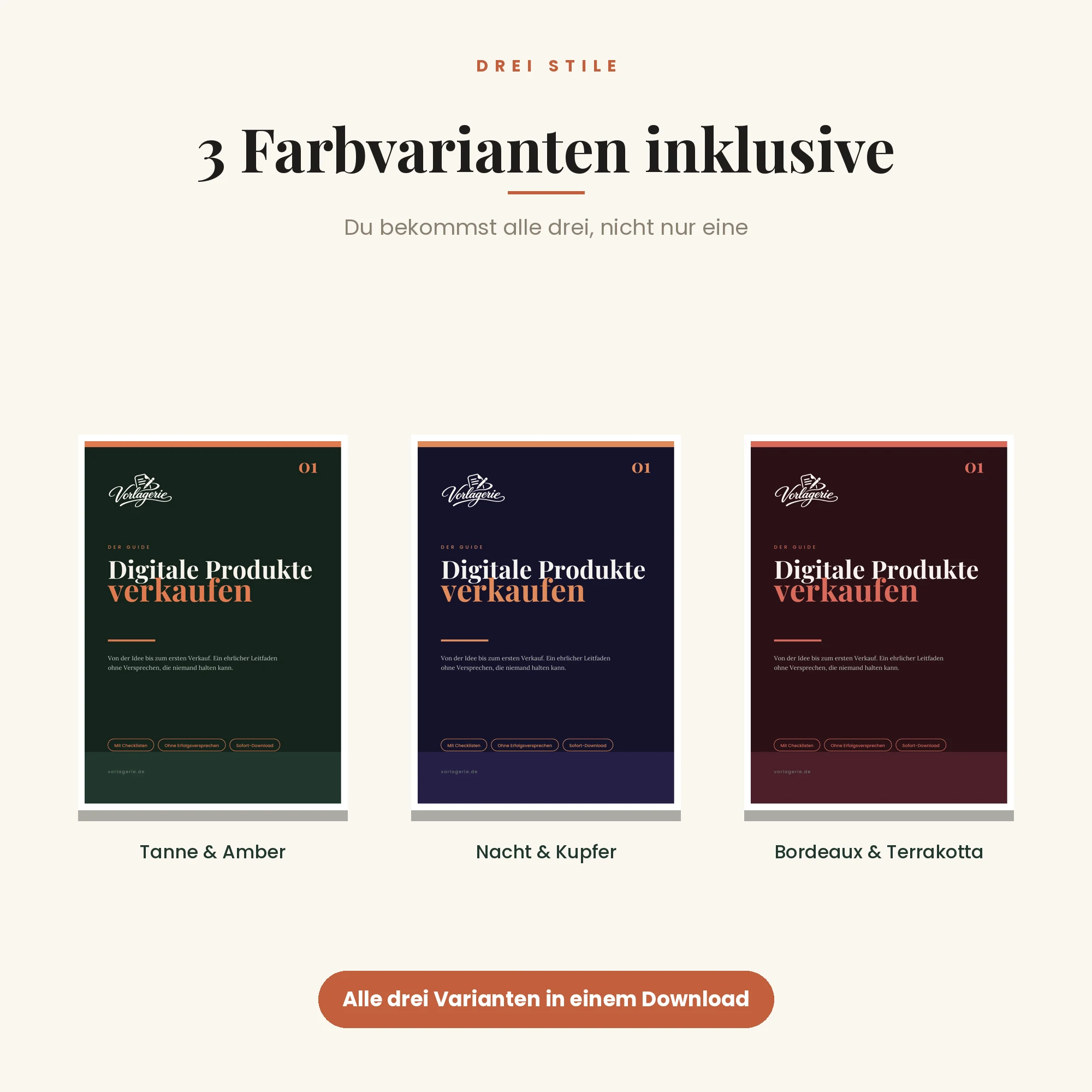Digitale Produkte verkaufen – drei Farbvarianten inklusive