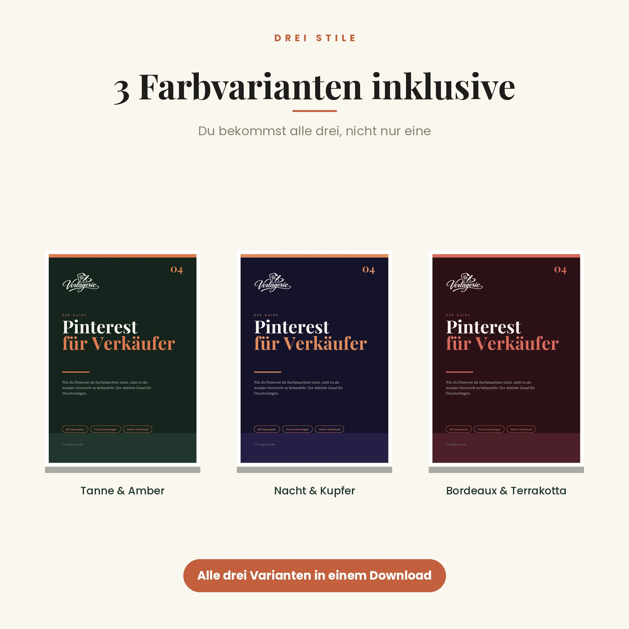 Pinterest für Verkäufer – drei Farbvarianten inklusive