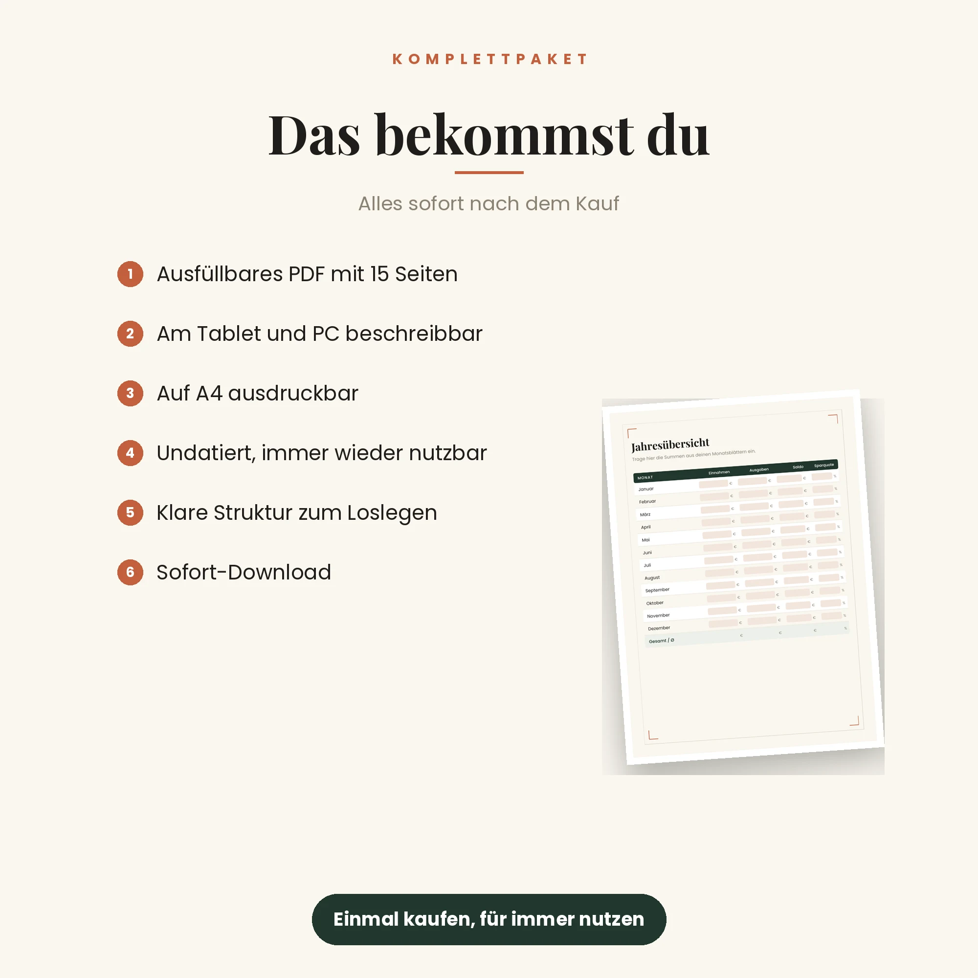 Haushaltsbuch & Budgetplaner – das ist enthalten
