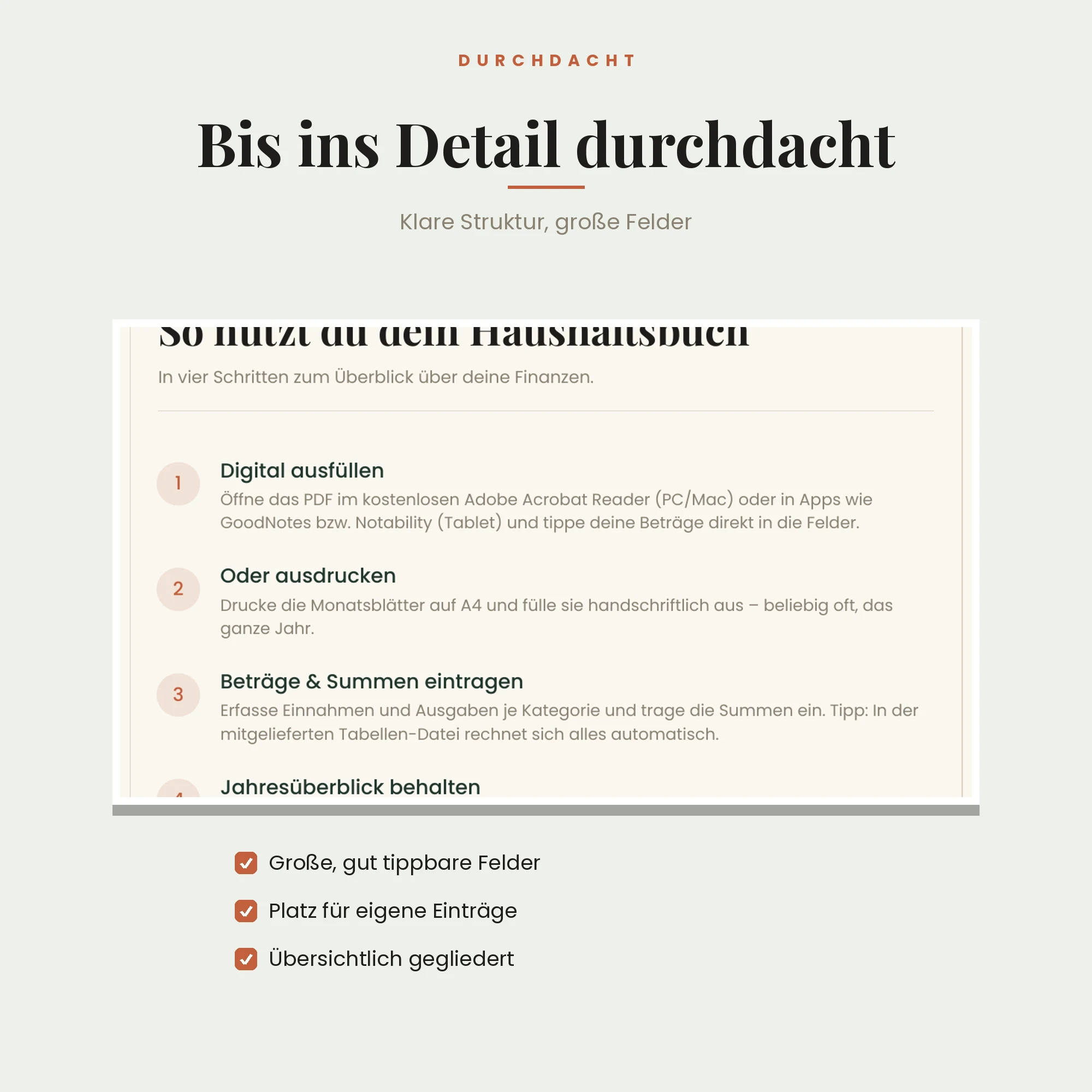 Haushaltsbuch & Budgetplaner – Detailansicht