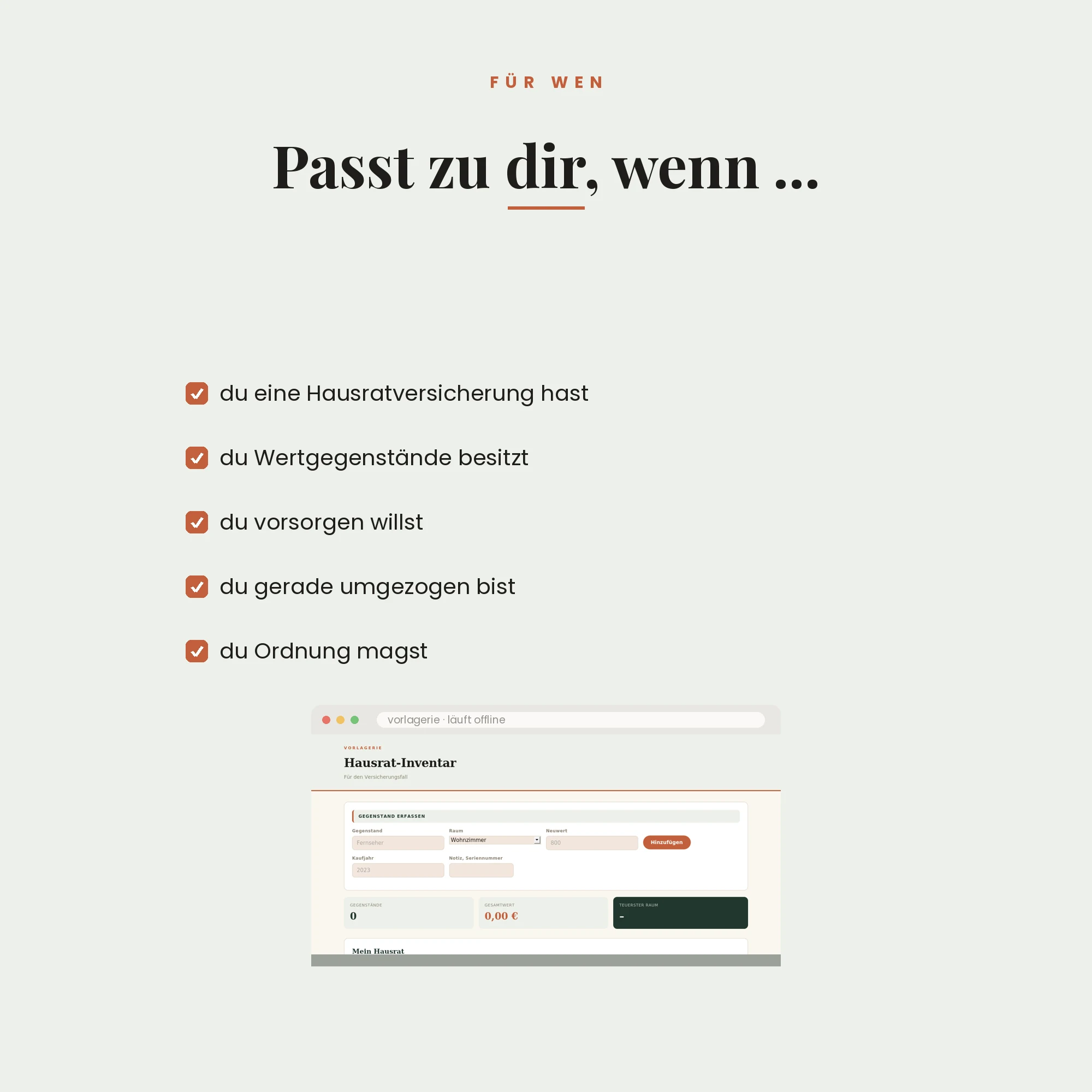 Hausrat-Inventar – für wen es passt