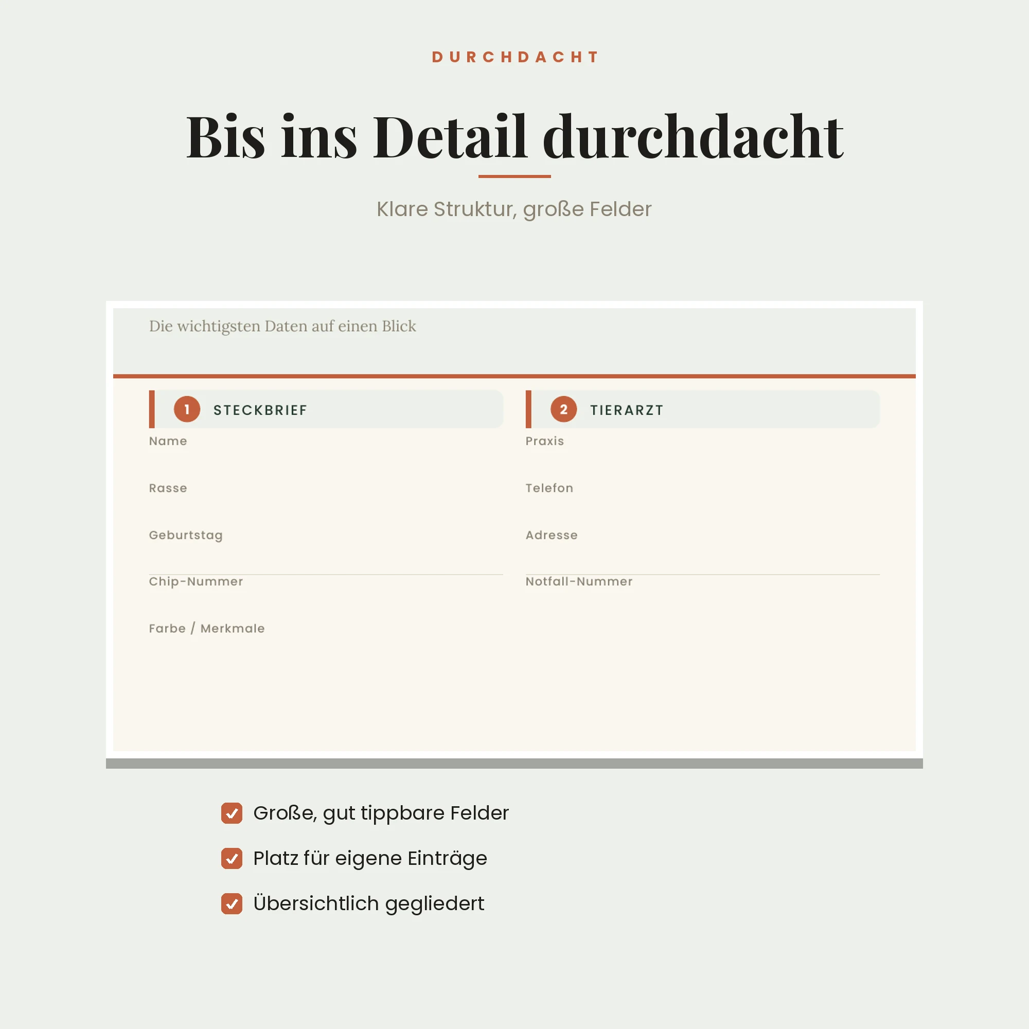 Haustierordner – Detailansicht