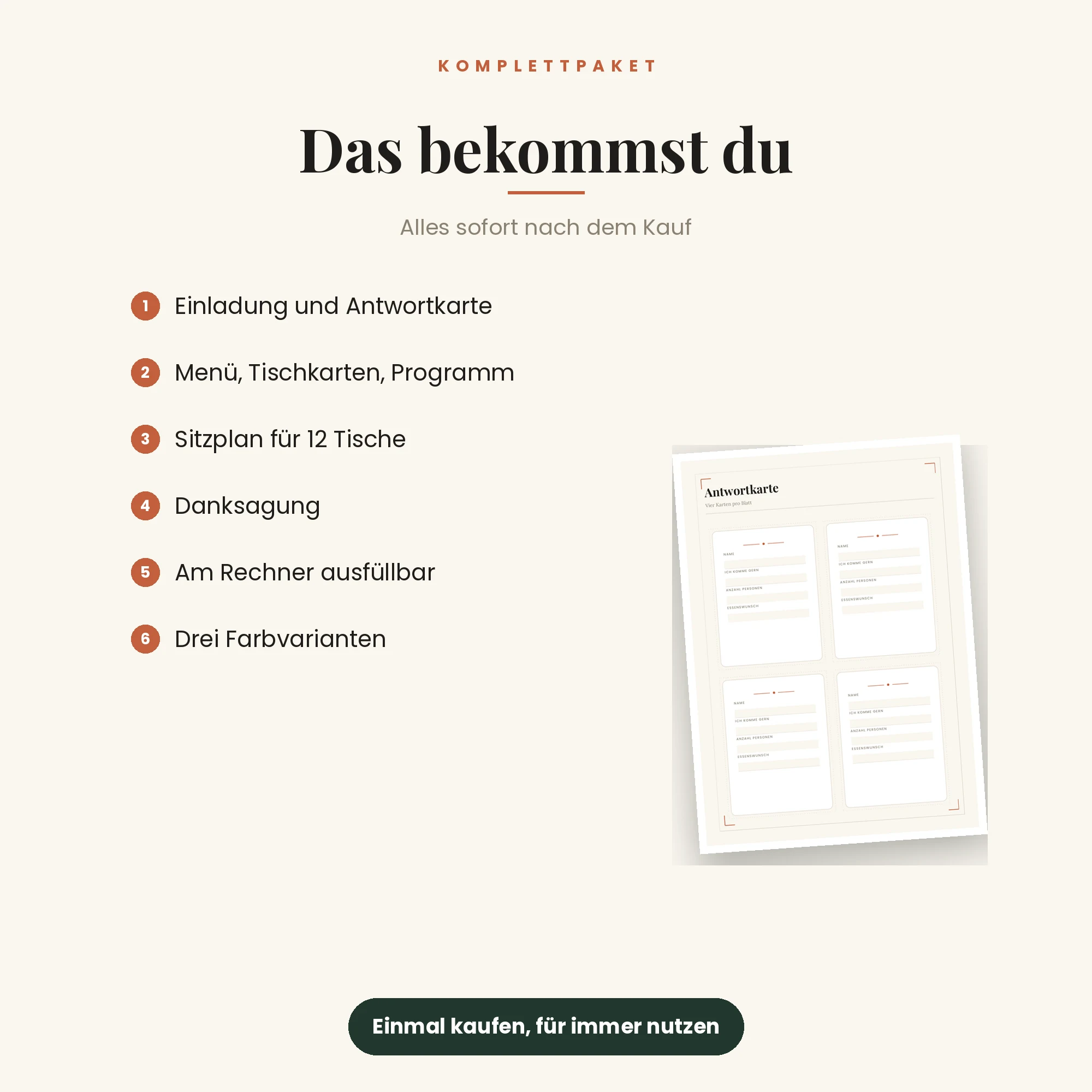 Hochzeits-Komplettset – das ist enthalten