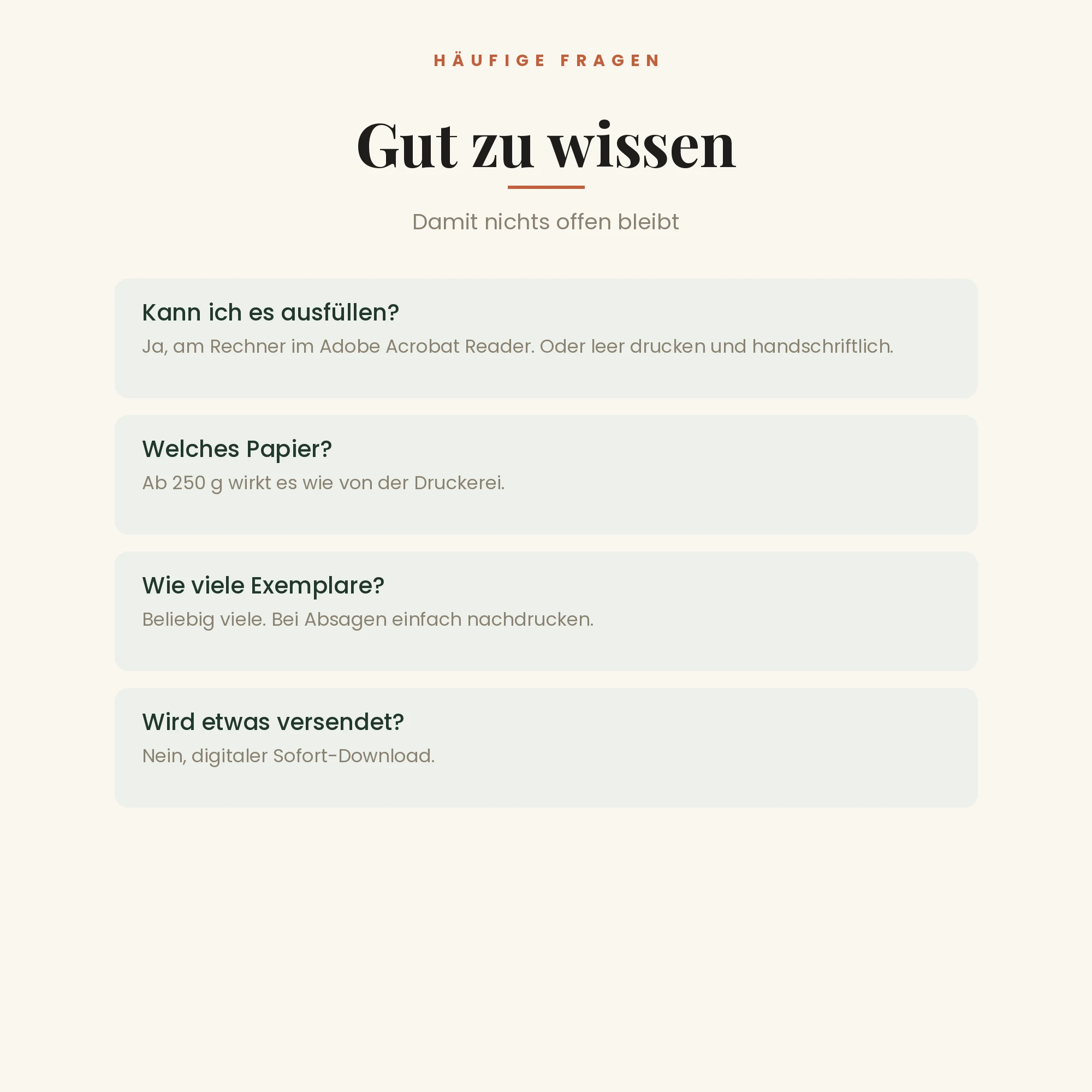 Hochzeits-Komplettset – häufige Fragen