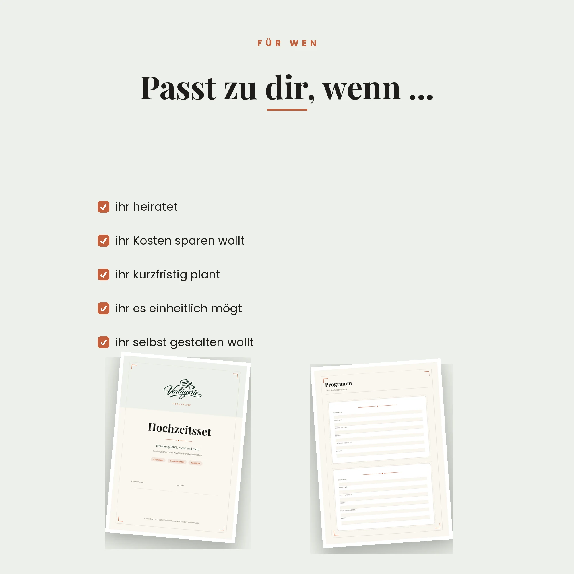 Hochzeits-Komplettset – für wen es passt
