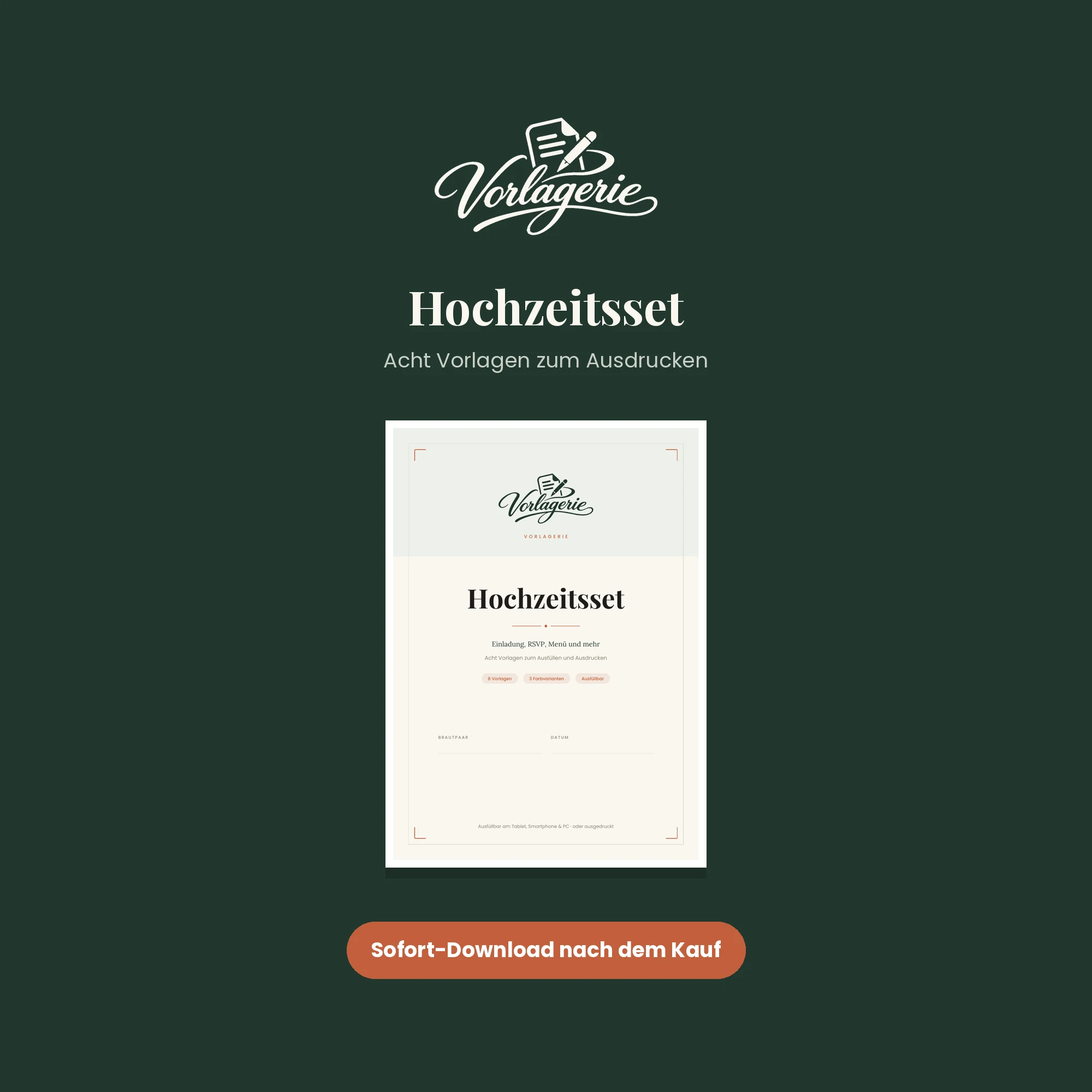 Hochzeits-Komplettset – Vorlagerie