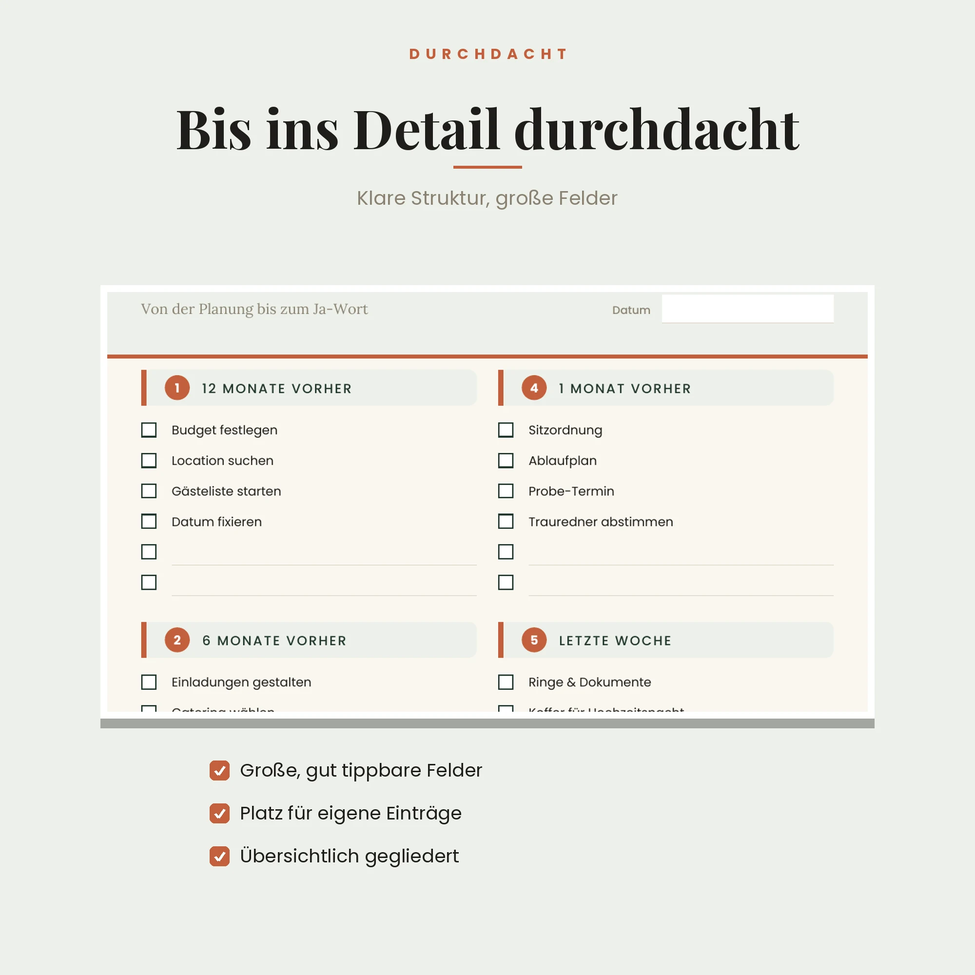 Hochzeitsplaner – Detailansicht